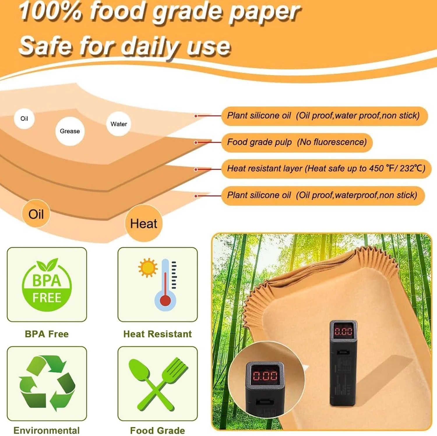 100 Stück Backpapier für Tefal EY9018 Dual Easy Fry EY905D 5,2/3,1 L, Backpapier für Heißluftfritteuse Philips Dual Basket Airfryer 3000-Serie, Moulinex 8,3 L, DMS, Cecotec, Luftfritteusen Zubehör - Image 3