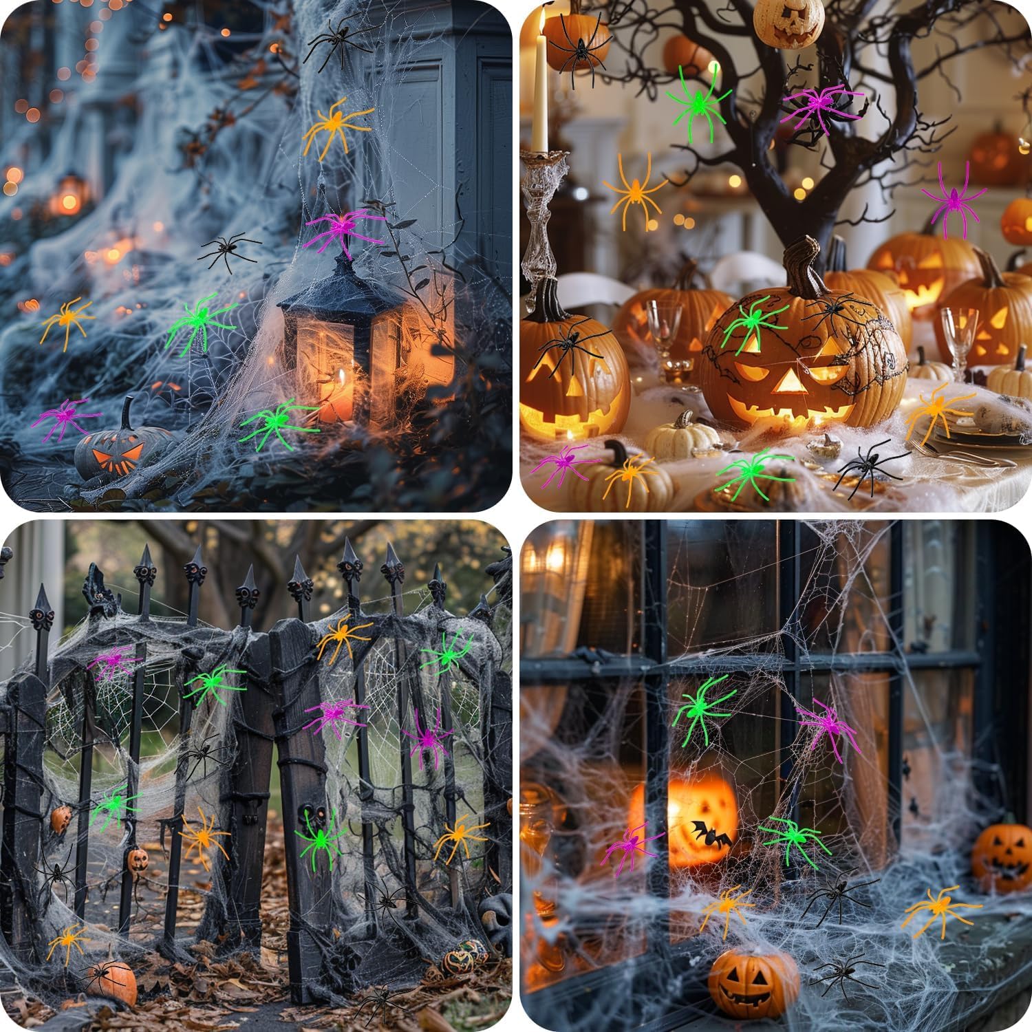 100 Stück Halloween Spinnen Deko - Halloween realistische Spinnen mit 5 Farben, Kunststoff kleine gefälschte Spinne Spielzeug Terror lustige Prank Requisiten für Halloween Party Dekorationen - Image 3