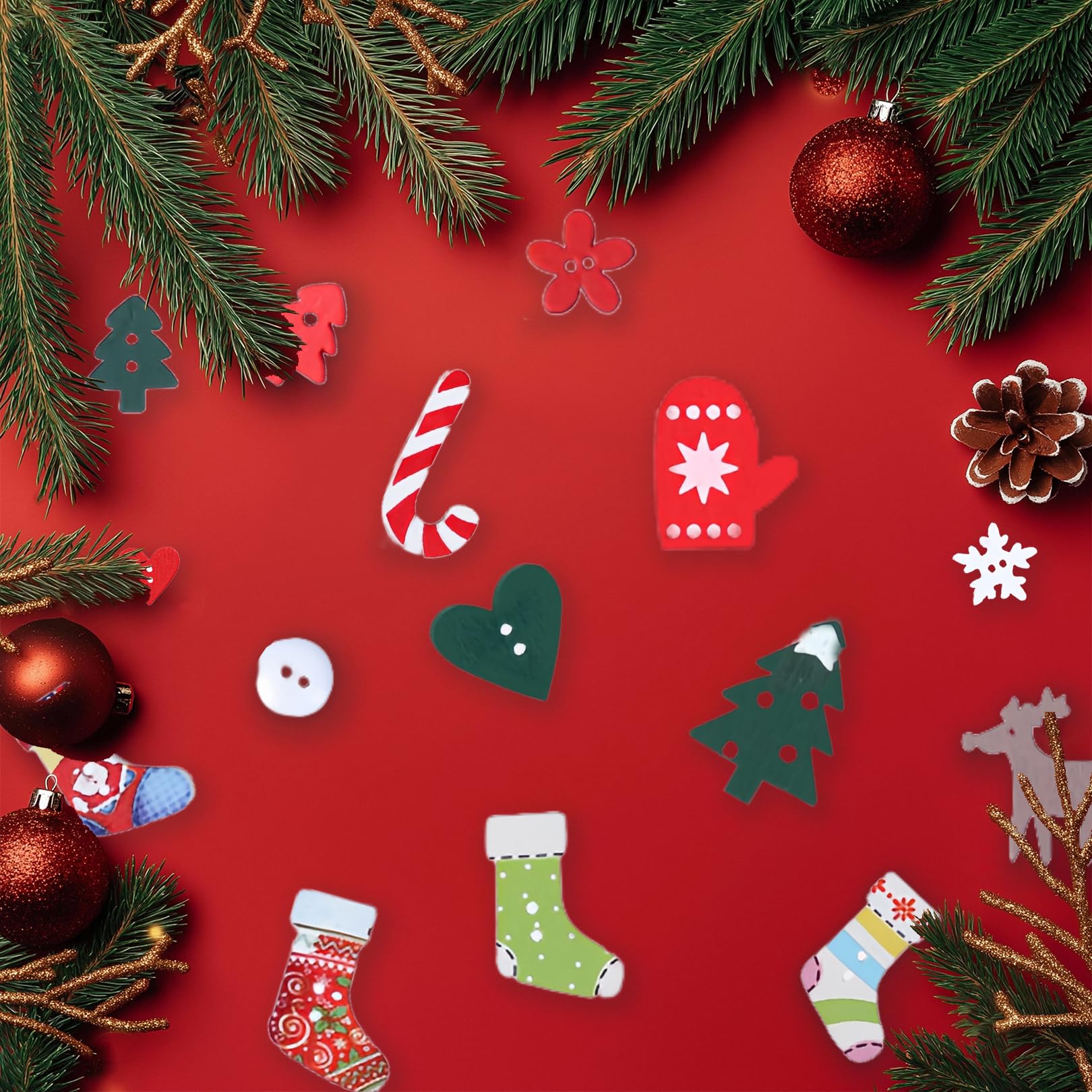 100 Stück Tischdeko Weihnachten,Streudeko Weihnachten Holz Konfetti Tisch,Weihnachts Basteln Weihnachtskonfetti Deko,Christmas Bastel Rentier Schneeflocken Tischschmuck für Party Geschenkkonfetti - Image 3