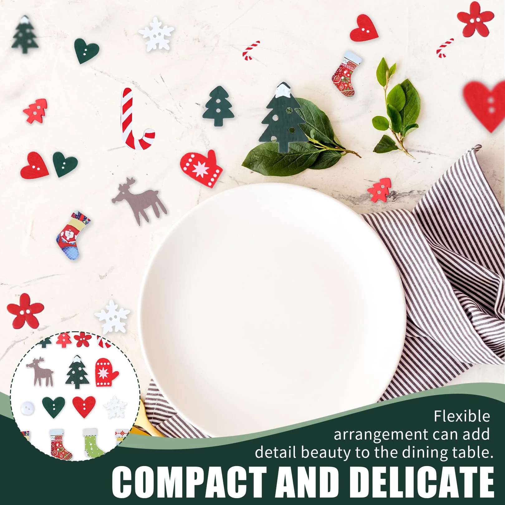 100 Stück Tischdeko Weihnachten,Streudeko Weihnachten Holz Konfetti Tisch,Weihnachts Basteln Weihnachtskonfetti Deko,Christmas Bastel Rentier Schneeflocken Tischschmuck für Party Geschenkkonfetti - Image 4