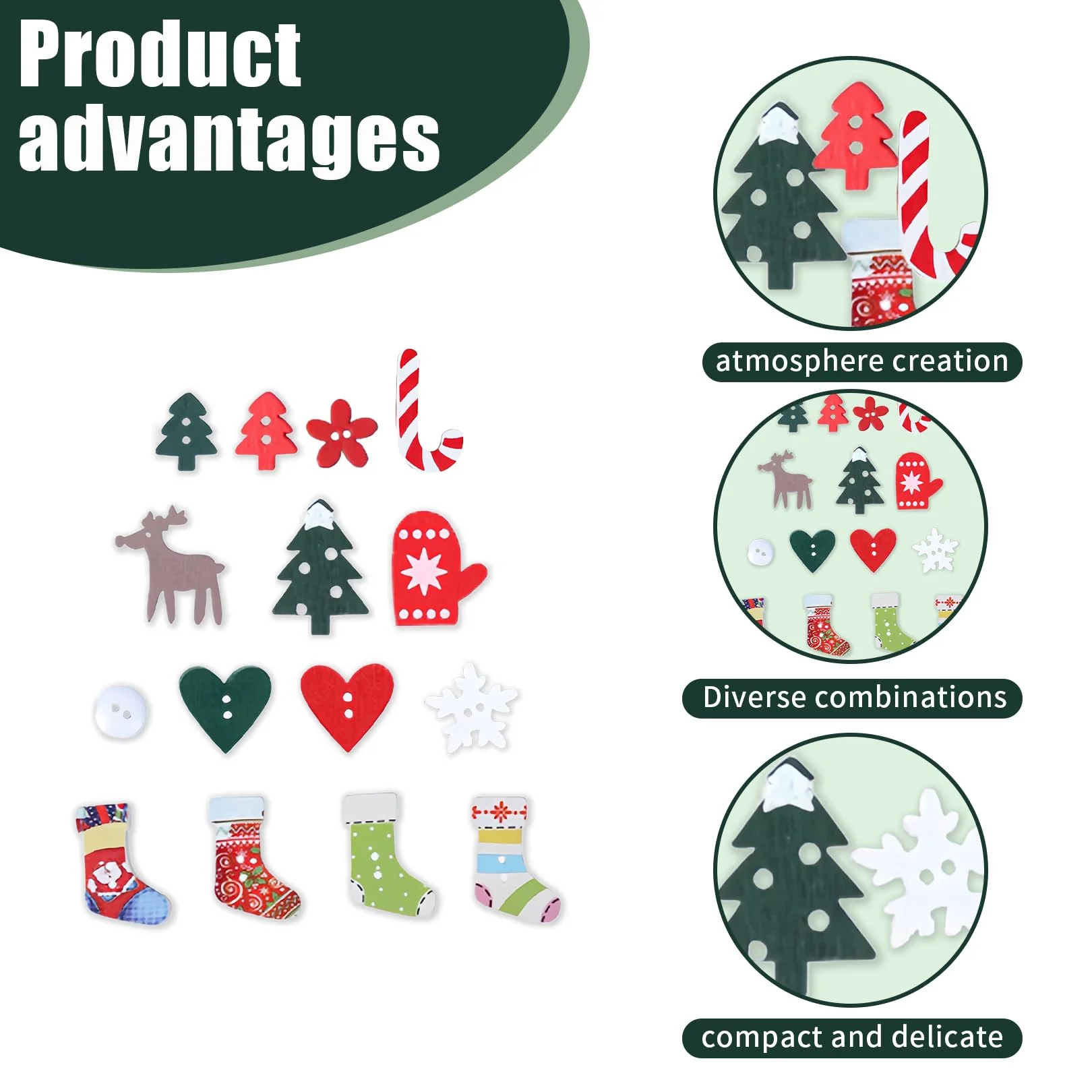 100 Stück Tischdeko Weihnachten,Streudeko Weihnachten Holz Konfetti Tisch,Weihnachts Basteln Weihnachtskonfetti Deko,Christmas Bastel Rentier Schneeflocken Tischschmuck für Party Geschenkkonfetti - Image 6