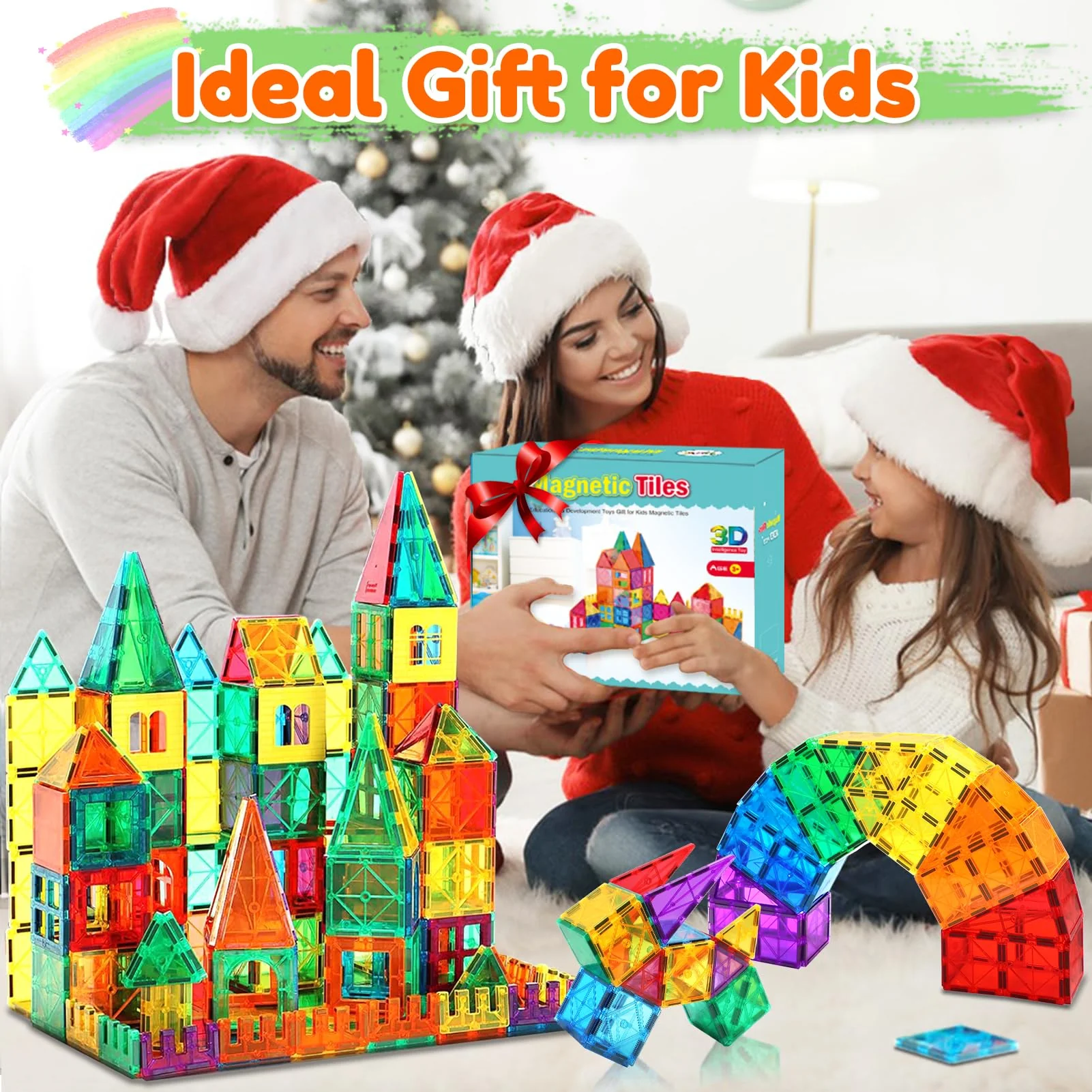 100pcs Magnetische Bausteine Spielzeug ab 3 Jahre Kinder, Magnetbausteine für 4-8 kinder, Montessori STEM-Lernspielzeug Magneten Set Spielzeug Geschenk für Kinder ab 3 4 5 6 7 Jahre Junge Mädchen - Image 2
