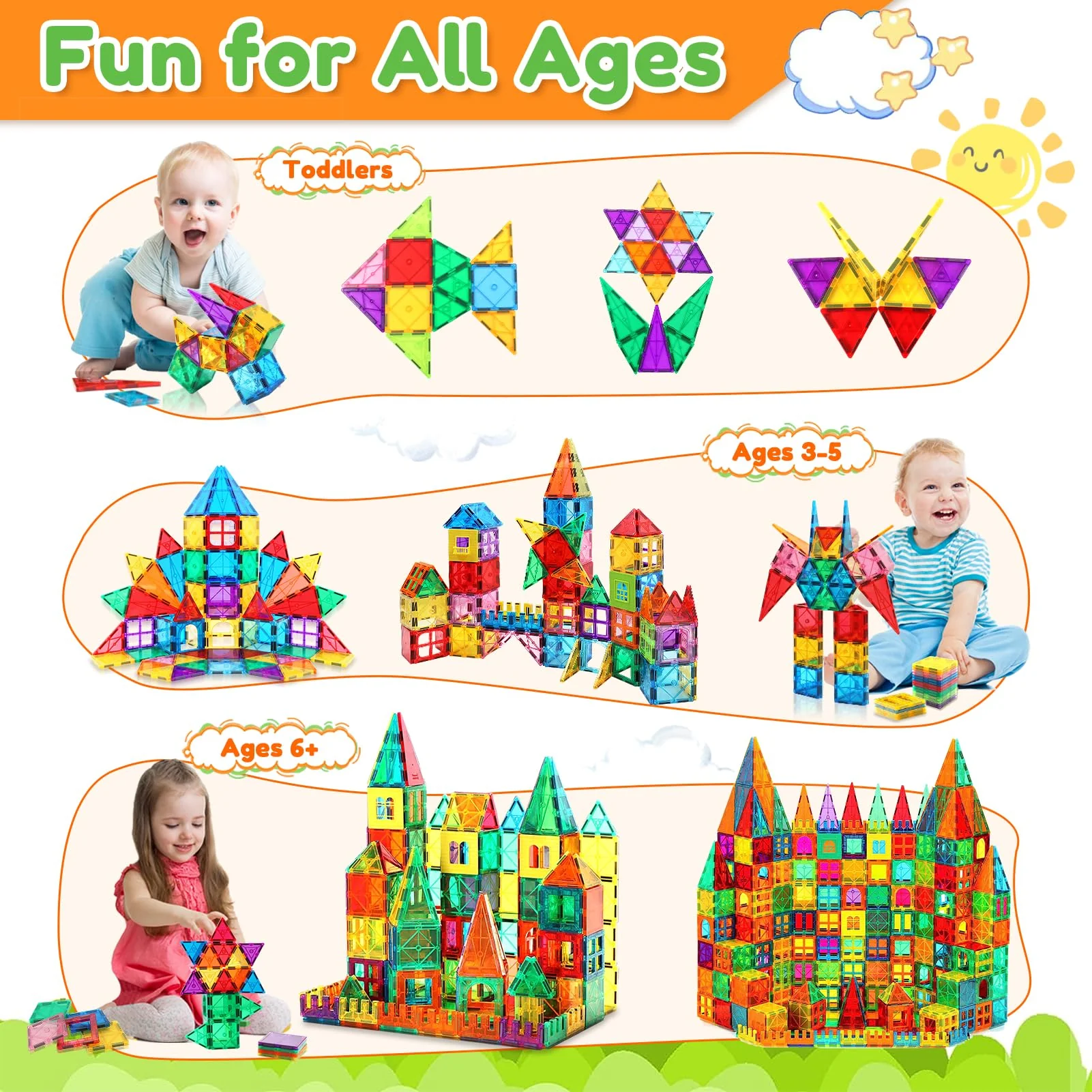 100pcs Magnetische Bausteine Spielzeug ab 3 Jahre Kinder, Magnetbausteine für 4-8 kinder, Montessori STEM-Lernspielzeug Magneten Set Spielzeug Geschenk für Kinder ab 3 4 5 6 7 Jahre Junge Mädchen - Image 4