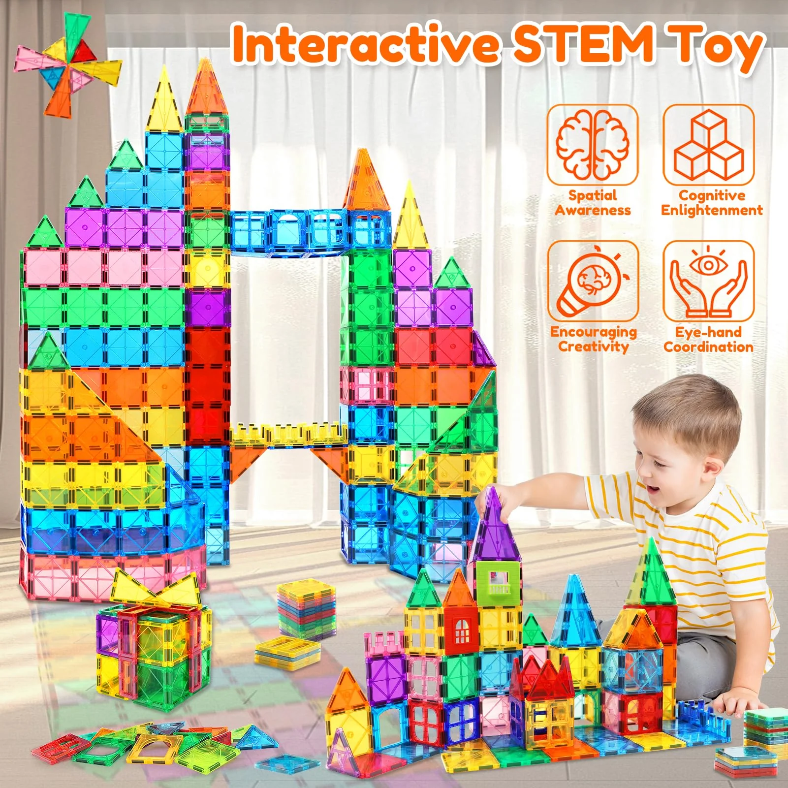 100pcs Magnetische Bausteine Spielzeug ab 3 Jahre Kinder, Magnetbausteine für 4-8 kinder, Montessori STEM-Lernspielzeug Magneten Set Spielzeug Geschenk für Kinder ab 3 4 5 6 7 Jahre Junge Mädchen - Image 6