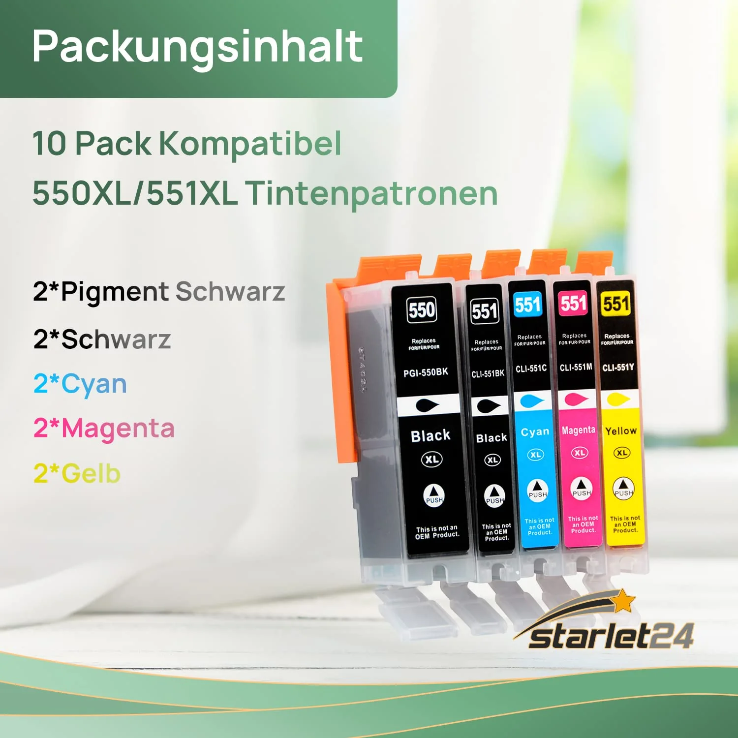 10er-Set Druckerpatronen Kompatibel zu Canon PGI-550 CLI-551 für PIXMA iP-7200 iP-7250 iP-8750 iX-6850 MG-5450 MG-5550 MG-5650 MG-5655 MG-6350 MG-6450 MG-6650 MG-7100 MG-7150 MG-7550 MX-725 MX-925 - Image 6