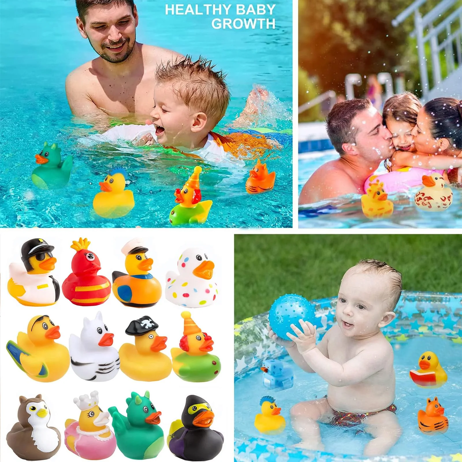12 Stück Gummi Badeenten, Baby Bade Enten, Badeente Lustig Klein, Bunt Gummi Enten, Kinder Badewannenspielzeug, für Kinder, Babydusche, Kindergeburtstagpartys,Strand und im Pool (Skurrile Themen) - Image 2