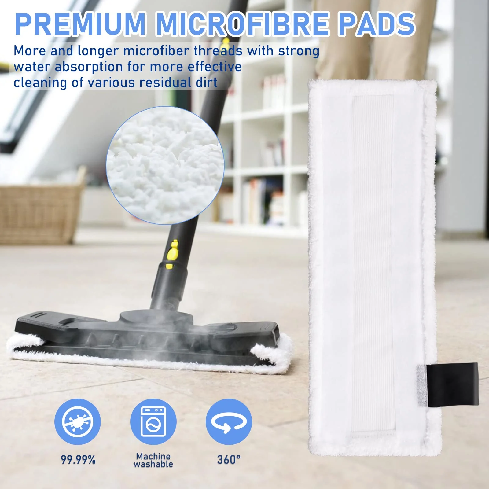 12 Stück Mikrofaser-Tuchset, Zubehör Kompatibel für Kärcher Dampfreiniger Easyfix SC2 SC3 SC4 SC5, 3 Mikrofaser-Überzugsset + 2 Schleiflappen + 3 Handdüse Microfiber Cloth + 4 Rundbürsten - Image 2