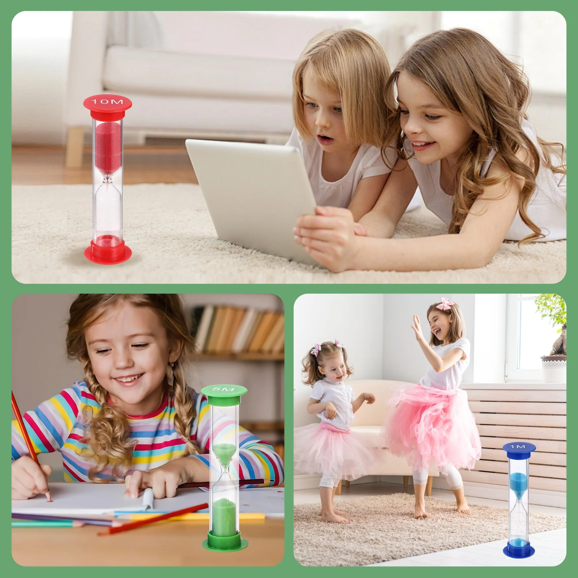 12 Stück Mini Bunter Sanduhren für Kinder,6 Farben Buntes Sanduhren Set,30S/1/2/3/5/10Minuten,Zeitmesser Sanduhren für das Leben der Kinder,Lernen,Spiel Timing,Kreative Geschenke - Image 6