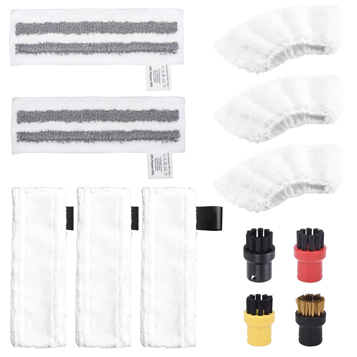 12 Stück Zubehör für Kärcher Dampfreiniger Easyfix SC2 SC3 SC4 SC5, Mikrofaser-Tuchset und Bodendüse Rundbürsten Kompatibel für Kärcher Dampfreiniger New Pack - Image 3