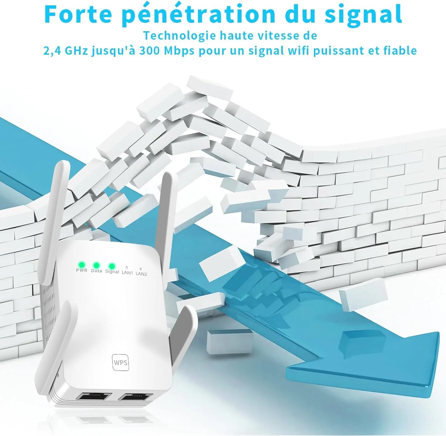 1200M WLAN Repeater,Ultraxtended WiFi Verstärker mit LAN anschluss Access Point,WPS 1-Tippen Einrichten,AP Modus,Kompatibel mit Alexa und Standard-Routern(867 MBit/s 5G + 300 MBit/s 2,4G). - Image 3