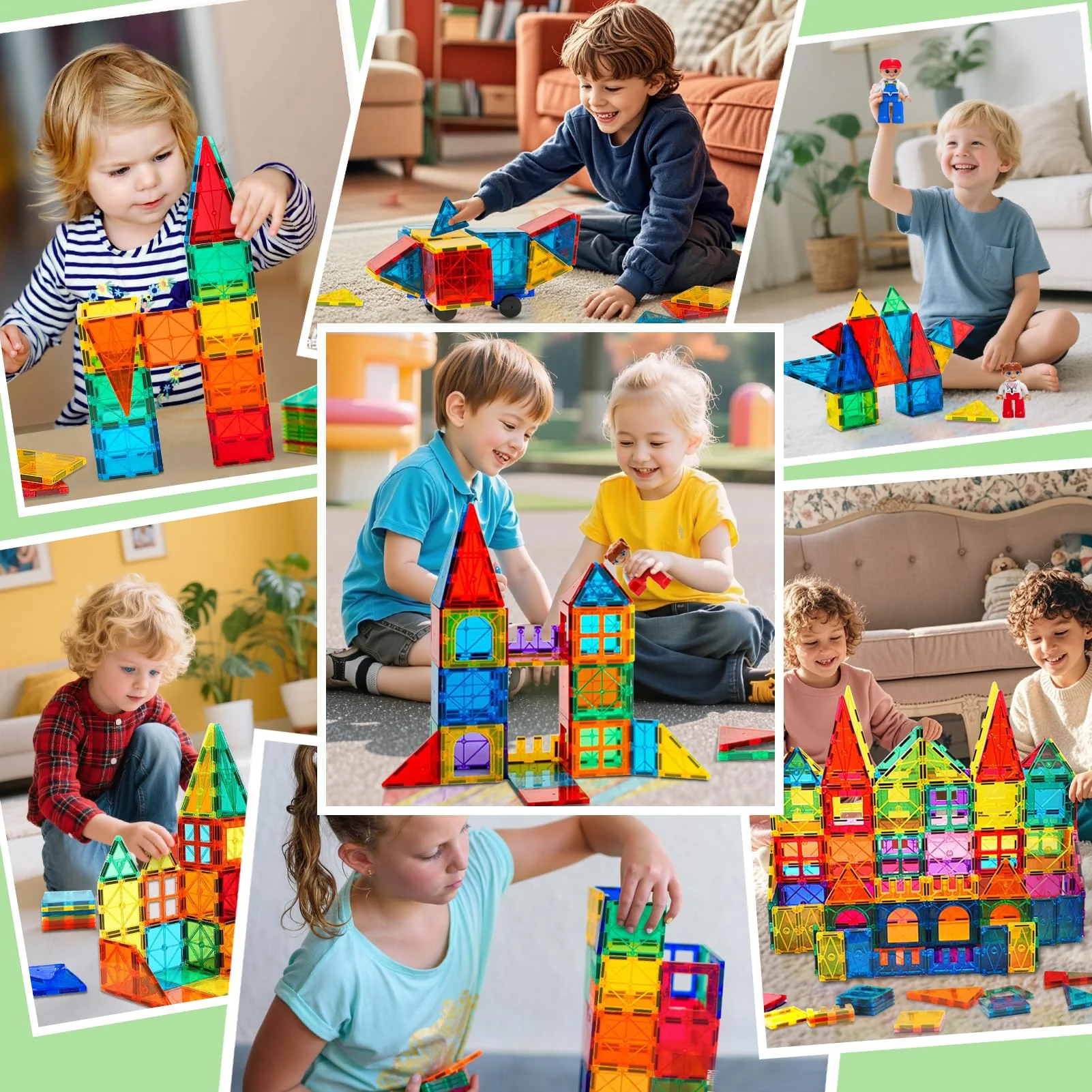 120pcs Magnetische Bausteine Spielzeug mit 2 Magnetfiguren und 2 Autos, Magnetbausteine für 3 4 5 6 7 Jahre kinder, Montessori Magneten Set Spielzeug Geschenk für Kinder ab 4-8 Jahre Junge Mädchen - Image 2