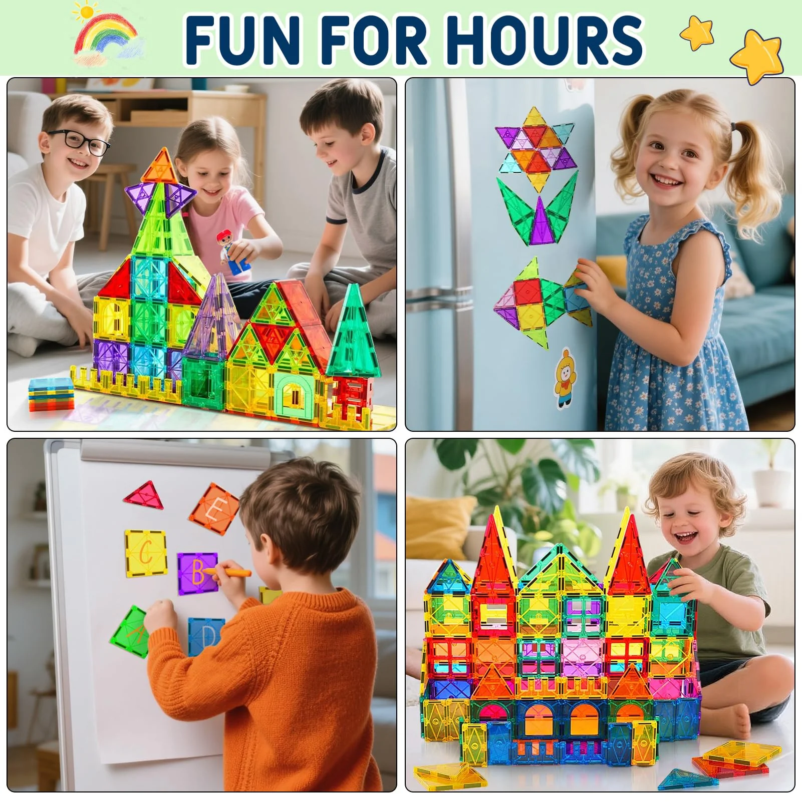 120pcs Magnetische Bausteine Spielzeug mit 2 Magnetfiguren und 2 Autos, Magnetbausteine für 3 4 5 6 7 Jahre kinder, Montessori Magneten Set Spielzeug Geschenk für Kinder ab 4-8 Jahre Junge Mädchen - Image 3