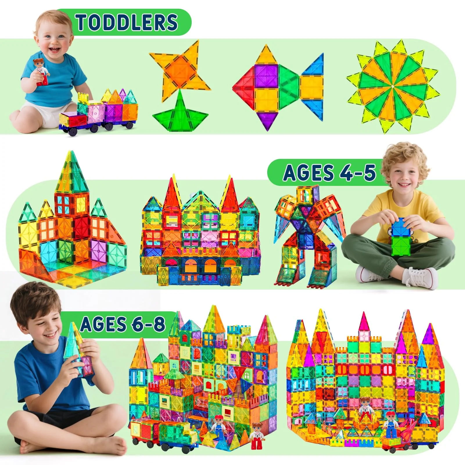 120pcs Magnetische Bausteine Spielzeug mit 2 Magnetfiguren und 2 Autos, Magnetbausteine für 3 4 5 6 7 Jahre kinder, Montessori Magneten Set Spielzeug Geschenk für Kinder ab 4-8 Jahre Junge Mädchen - Image 5