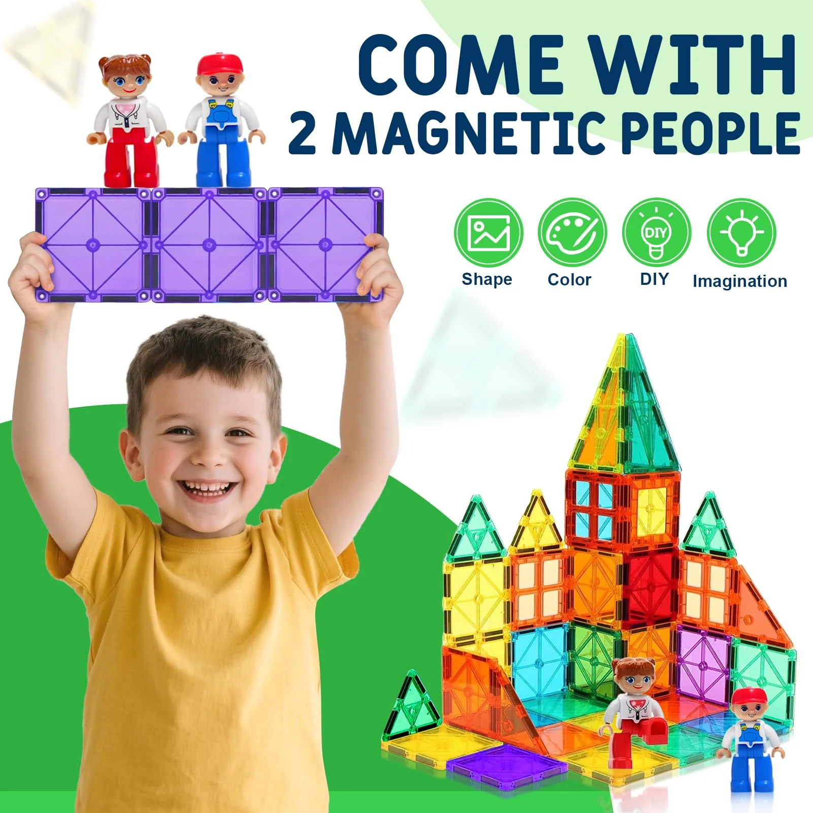 120pcs Magnetische Bausteine Spielzeug mit 2 Magnetfiguren und 2 Autos, Magnetbausteine für 3 4 5 6 7 Jahre kinder, Montessori Magneten Set Spielzeug Geschenk für Kinder ab 4-8 Jahre Junge Mädchen - Image 7