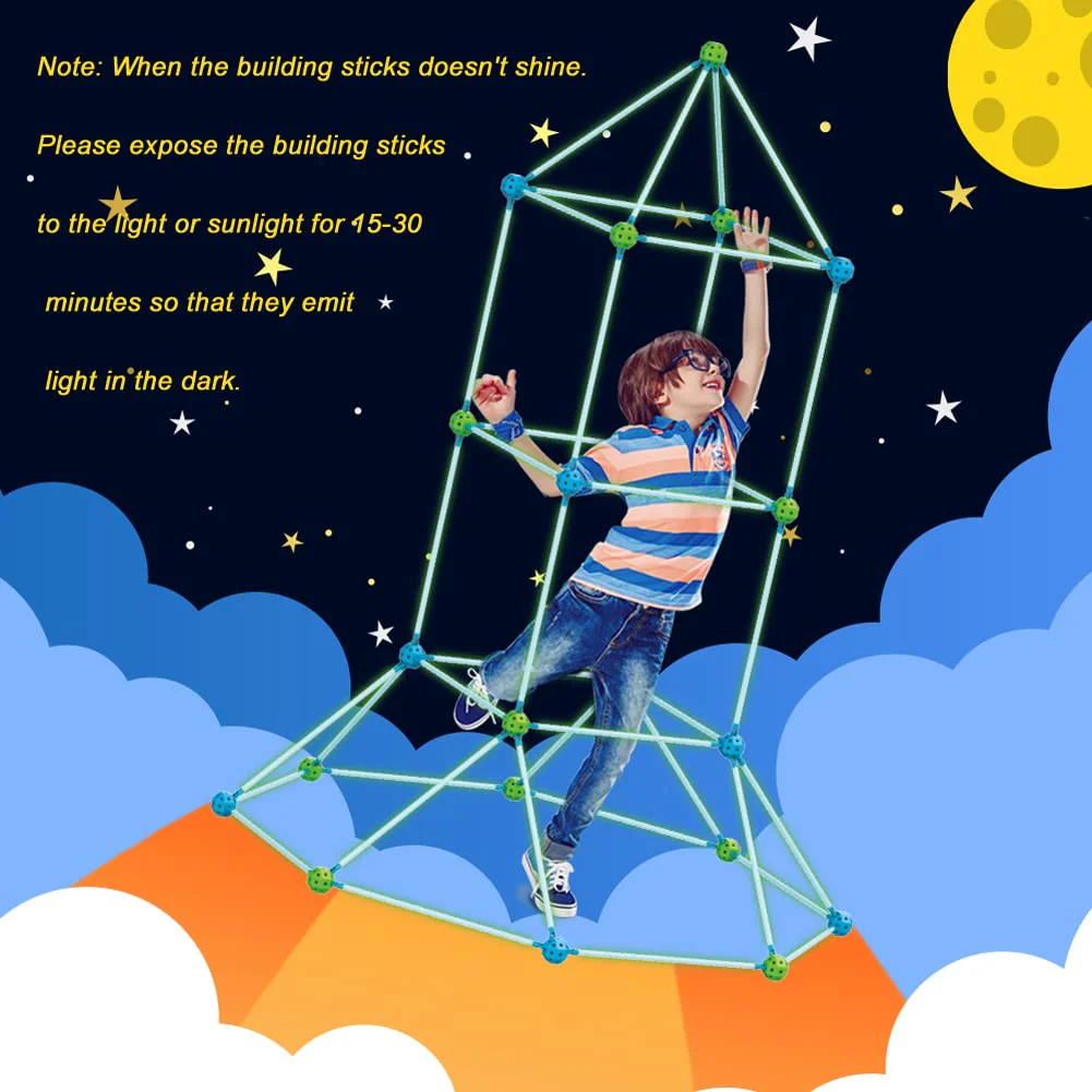 140pcs DIY Kinder Konstruktionsspielzeug,Outdoor Spielzeug - Kreativ Set für Kinder, Konstruktionsspiel, DIY-Bauspielzeug,Play Tent,Spielzelt, Indoor Spielhaus Höhle Kinder Spielzeug Mädchen Jungen - Image 5