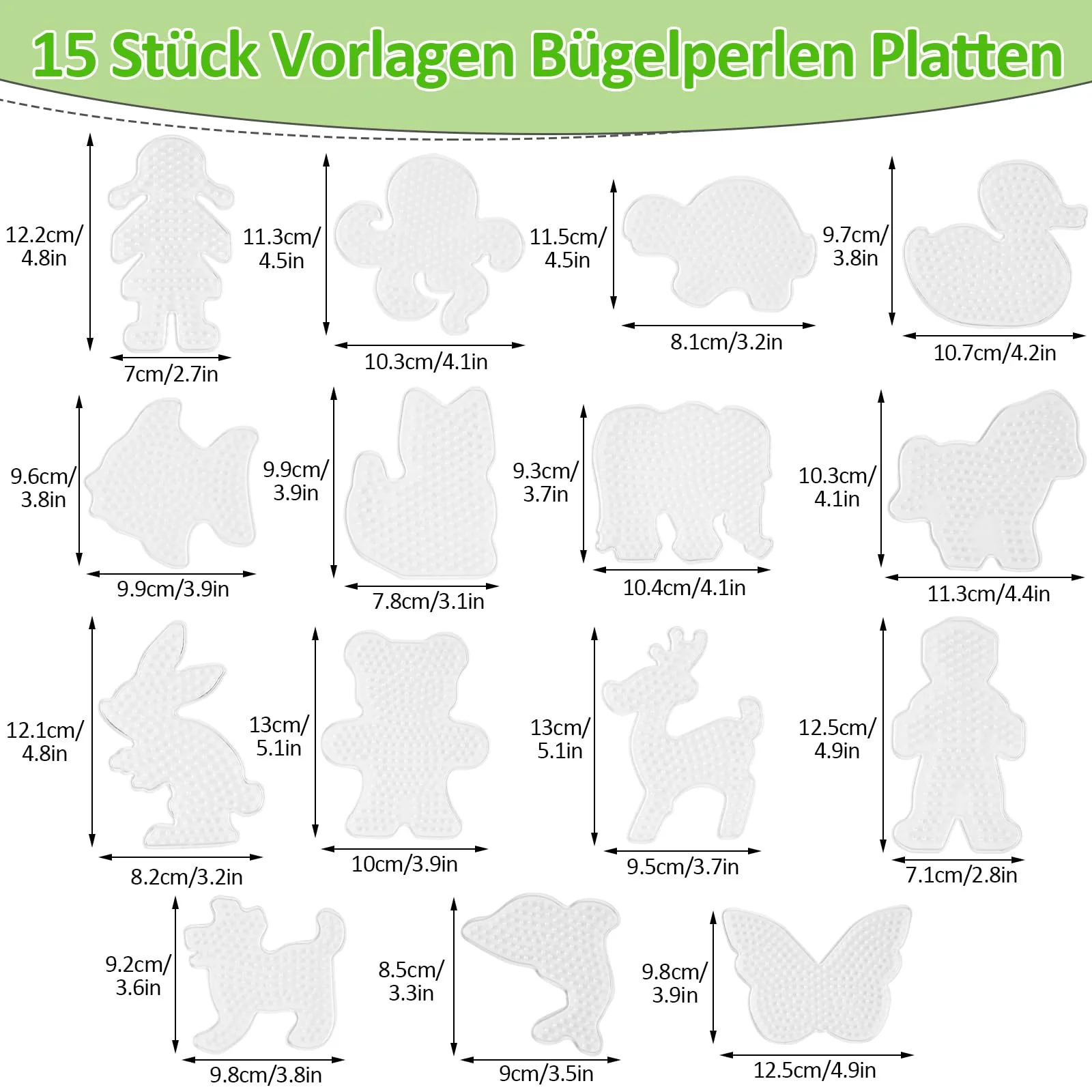 15 Stück Bügelperlen Platten, Vorlagen für Bügelperlen 5mm, TierSteckperlen Platten mit Bügelpapier Zubehör, Tier Muster Steckplatten für Kinder, Jungs, Mädchen DIY Handwerk - Image 8
