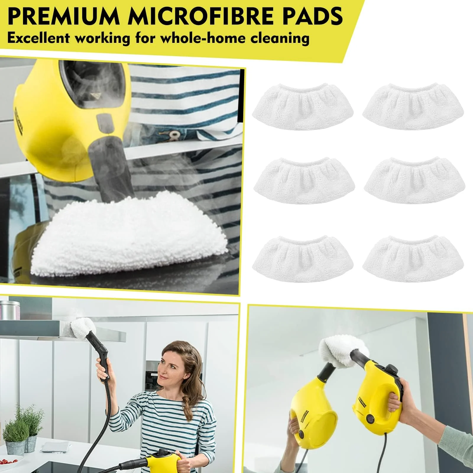 15 Stück Dampfreiniger Zubehör Set Kompatibel für Kärcher Dampfreiniger EasyFix SC 2, SC 3, SC 4, SC 5 (3 Mikrofaser Bodentücher + 3 Schleiftüch + 3 Handdüsentüch + 2 Fugenbürsten + 4 Rundbürsten)