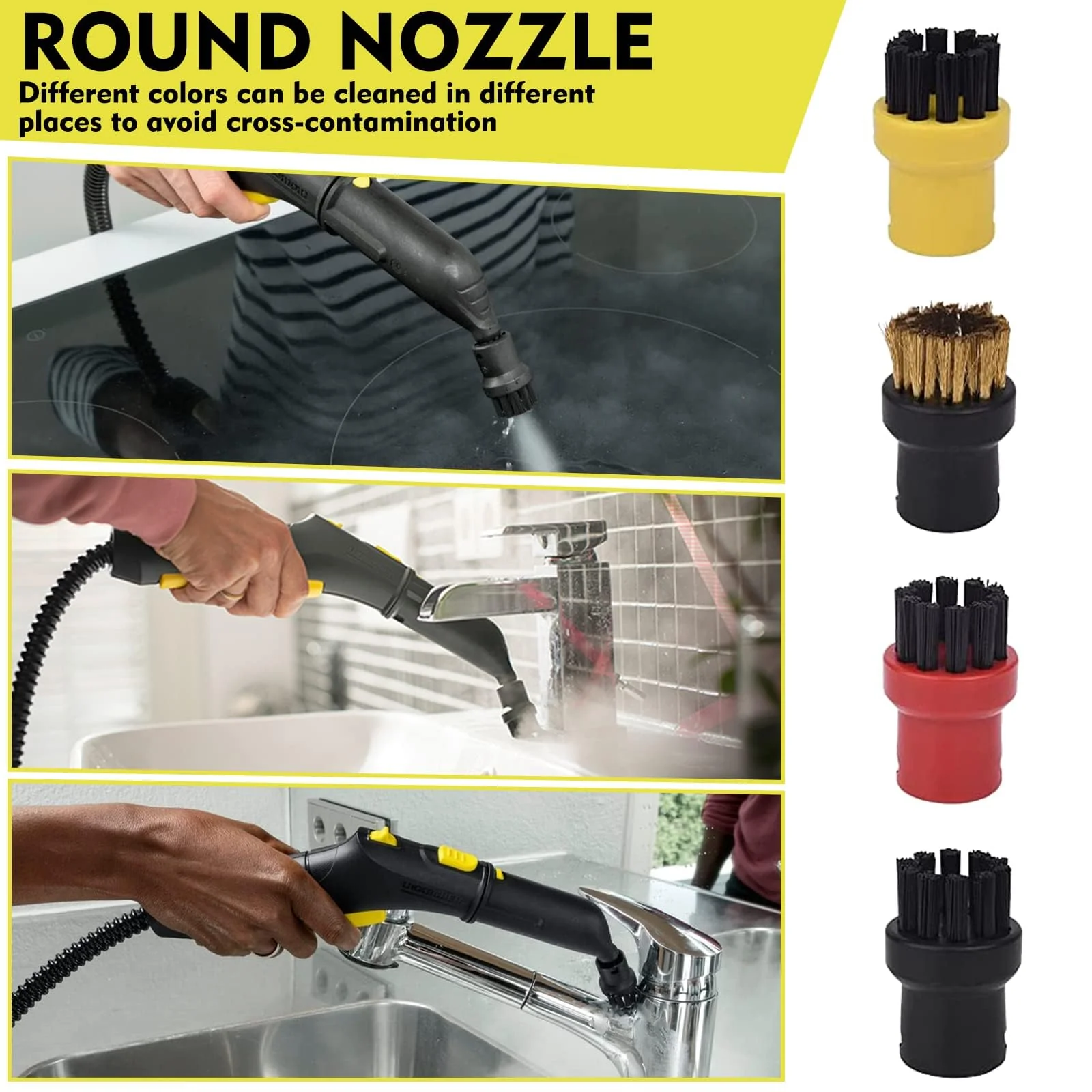 15 Stück Dampfreiniger Zubehör Set Kompatibel für Kärcher Dampfreiniger EasyFix SC 2, SC 3, SC 4, SC 5 (3 Mikrofaser Bodentücher + 3 Schleiftüch + 3 Handdüsentüch + 2 Fugenbürsten + 4 Rundbürsten) - Image 7