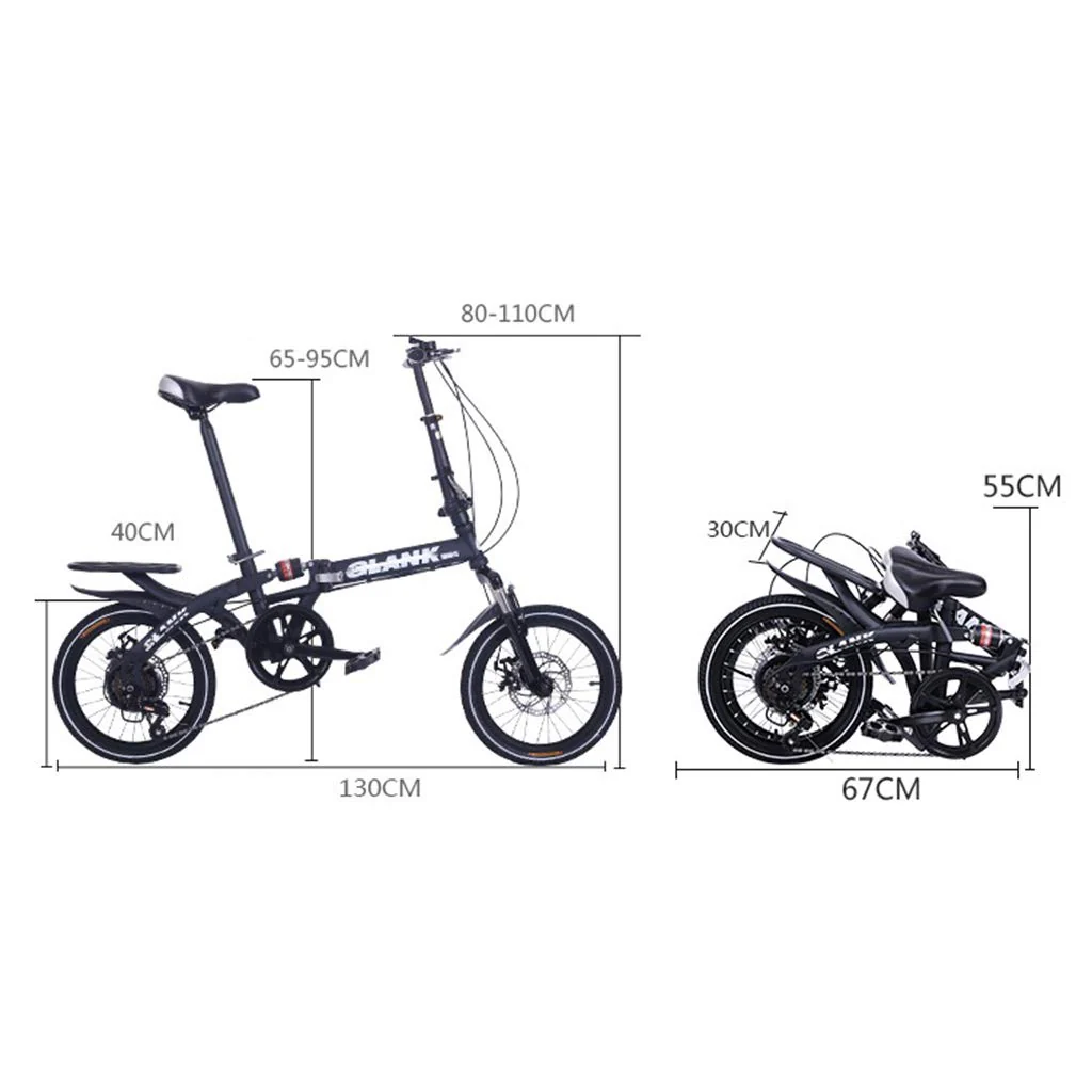 16-Zoll 6 Gang Klappräder, Travel Faltrad, Camping Klapprad mit Tragegriff, Faltfahrrad für Herren und Damen,Doppelscheibenbremse - Image 3