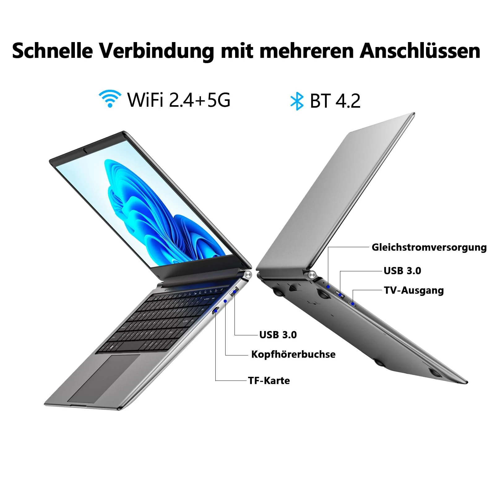 16-Zoll-Laptop, tragbarer Laptop mit 8GB DDR und 512GB SSD,erweiterbar auf 1 TB.Pentium-Quad-Core-Prozessor bis zu 2,64 GHz.9000-mAh-Akku.Mini-HDMI-Schnittstelle.Dualband-WLAN.Webcam.Schlanke Laptops - Image 3