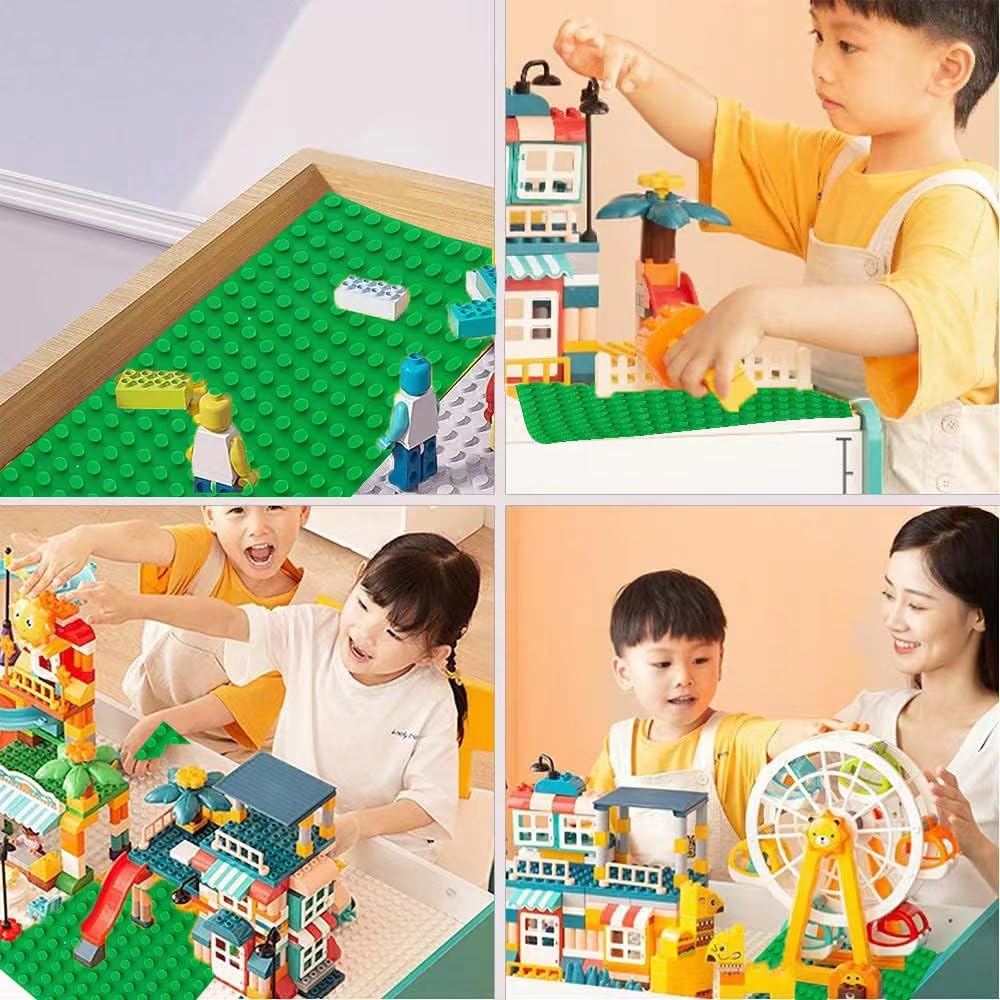 2 Große Bauplatte Kompatibel mit Lego Duplo Platten,38.4 * 38.4cm Classic Grundplatte mit 24 x 24 Noppen für Duplo Steine,Konstruktionsspielzeug für Kleinkinder,Mädchen und Jungen, Grün - Image 2