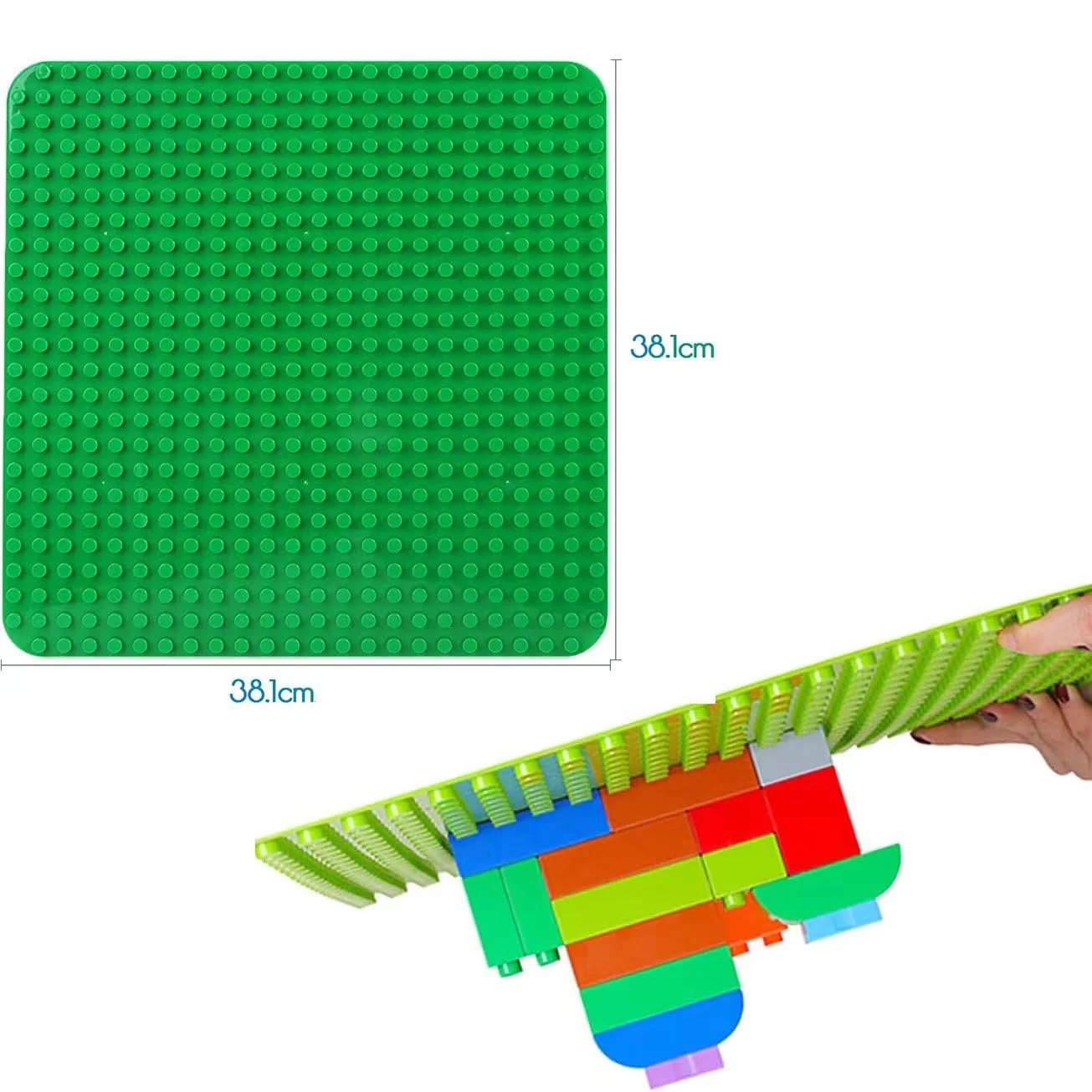 2 Große Bauplatte Kompatibel mit Lego Duplo Platten,38.4 * 38.4cm Classic Grundplatte mit 24 x 24 Noppen für Duplo Steine,Konstruktionsspielzeug für Kleinkinder,Mädchen und Jungen, Grün - Image 3