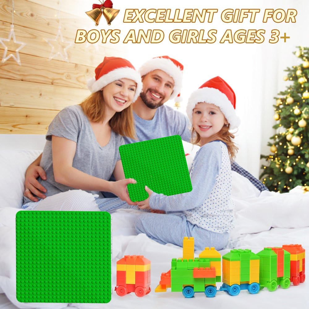 2 Große Bauplatte Kompatibel mit Lego Duplo Platten,38.4 * 38.4cm Classic Grundplatte mit 24 x 24 Noppen für Duplo Steine,Konstruktionsspielzeug für Kleinkinder,Mädchen und Jungen, Grün - Image 4