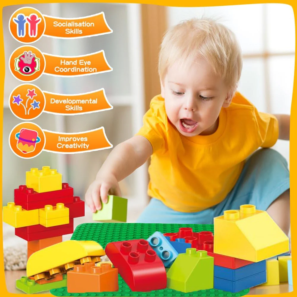 2 Große Bauplatte Kompatibel mit Lego Duplo Platten,38.4 * 38.4cm Classic Grundplatte mit 24 x 24 Noppen für Duplo Steine,Konstruktionsspielzeug für Kleinkinder,Mädchen und Jungen, Grün - Image 6