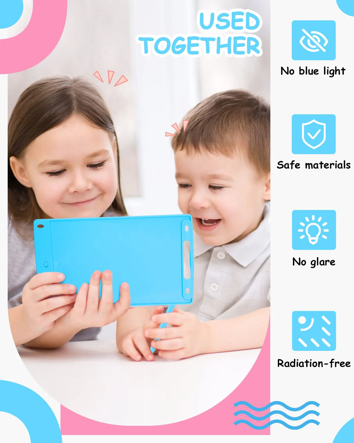 2 Packs LCD Schreibtafel für Kinder,Zaubertafel 8,5 Zoll, Bunter Bildschirm, Löschbarem Handschrift Block, Pädagogisches Spielzeug ab 2 3 4 Jahre Mädchen Jungen Geschenk Blau+Blau - Image 6