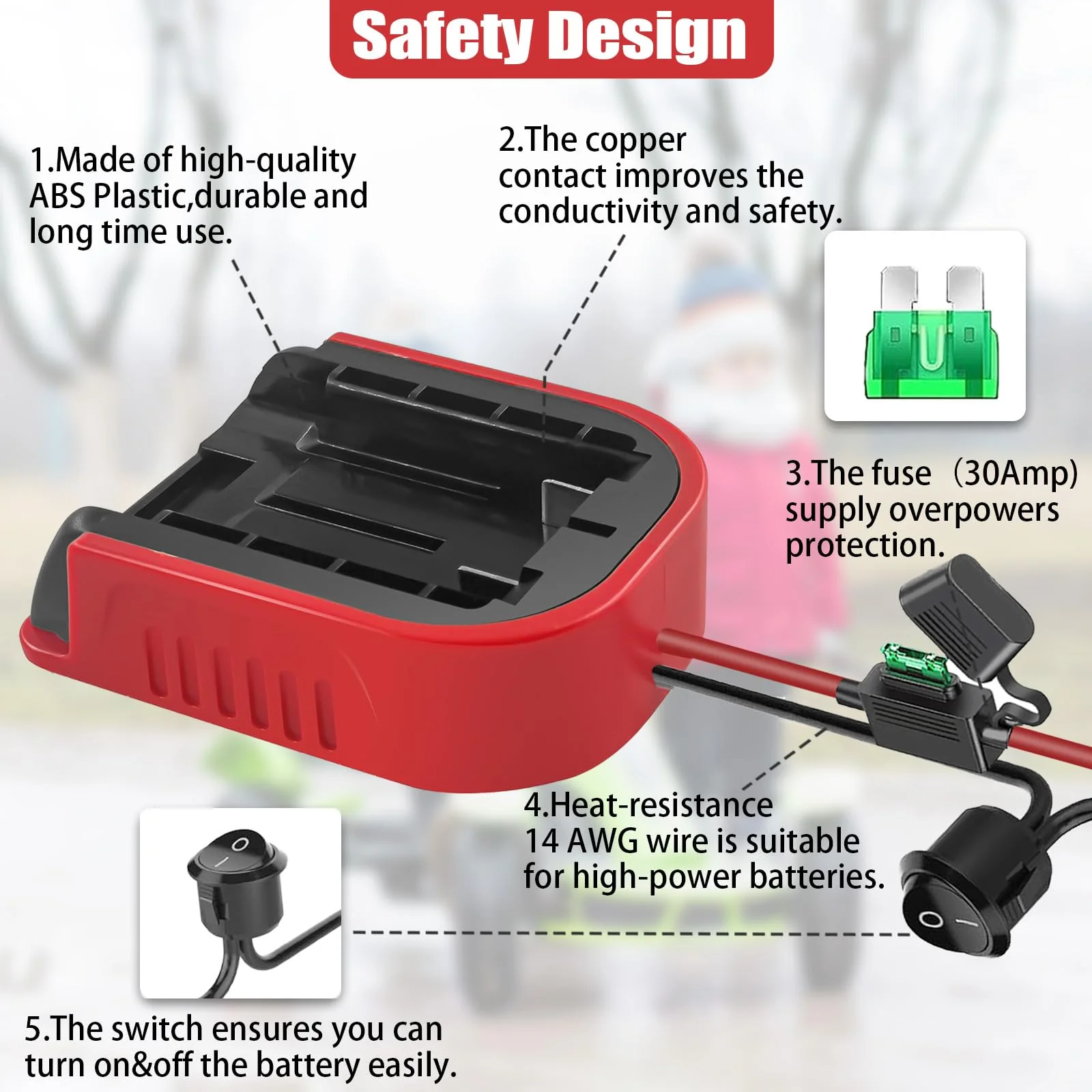 2 Packungen Power Wheel Adapter für EINhell 18V Akku Power Wheels Akku Konverter mit Sicherungen & Drahtklemmen, 14AWG Draht, Stromanschluss für DIY Rc Auto Spielzeug, Robotik und Rc Truck - Image 3