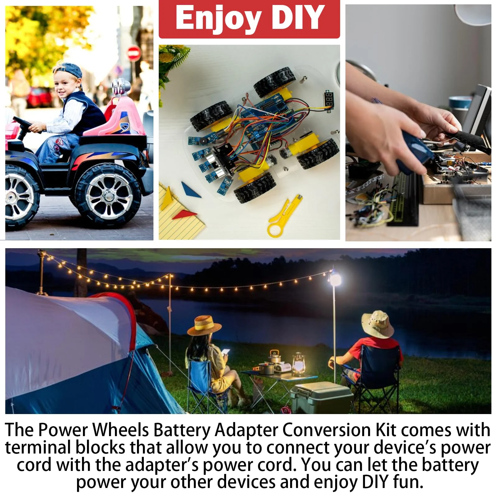 2 Packungen Power Wheel Adapter für EINhell 18V Akku Power Wheels Akku Konverter mit Sicherungen & Drahtklemmen, 14AWG Draht, Stromanschluss für DIY Rc Auto Spielzeug, Robotik und Rc Truck - Image 5