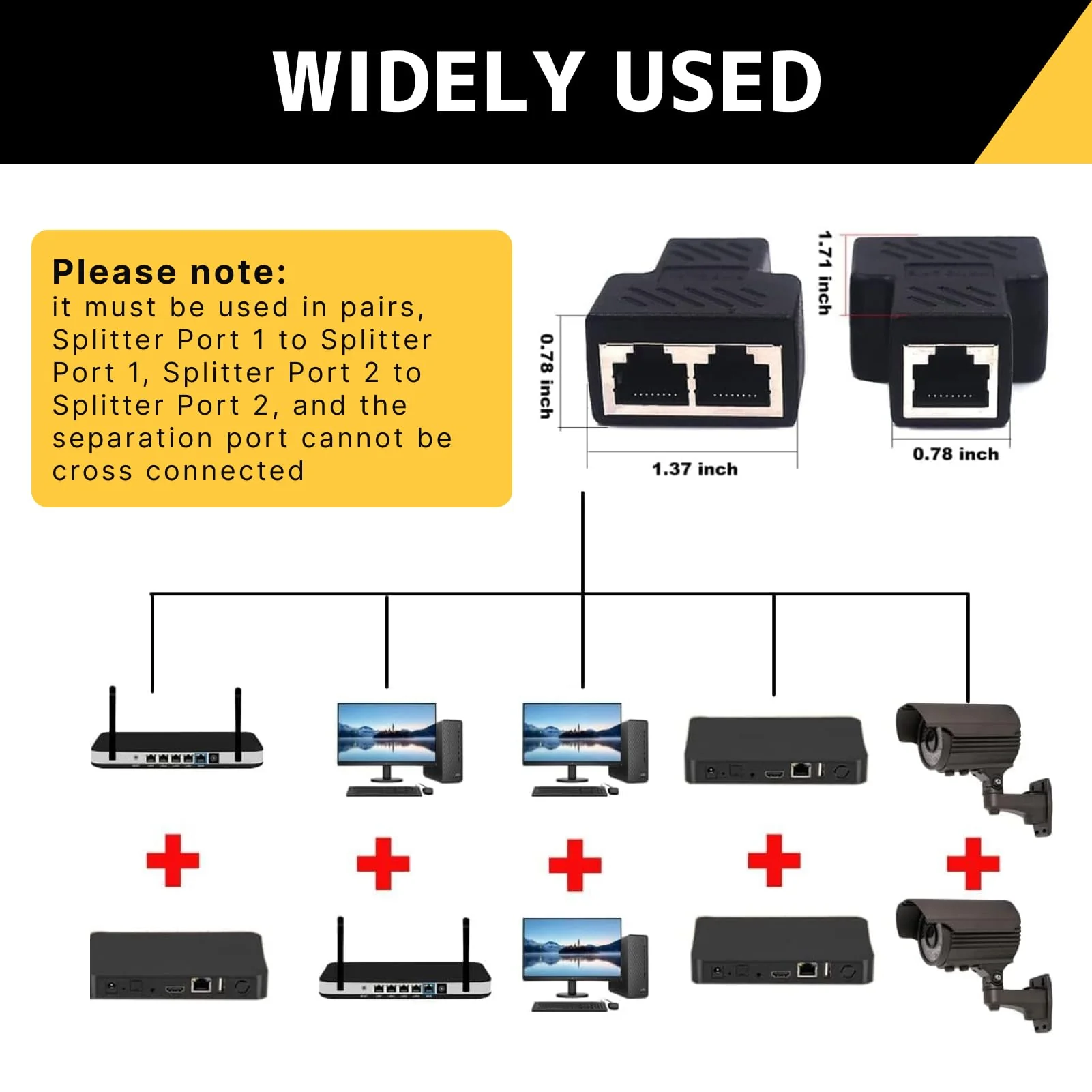 2 Stück Ethernet Splitter Netzwerk Verlängerungen Adapter, RJ45 Splitter LAN Switch 2Port,RJ45 Kupplung Ethernet LAN Kabel Adapter Verbinder, Ethernet Kabelverteiler für Netzwerkadapter - Image 4