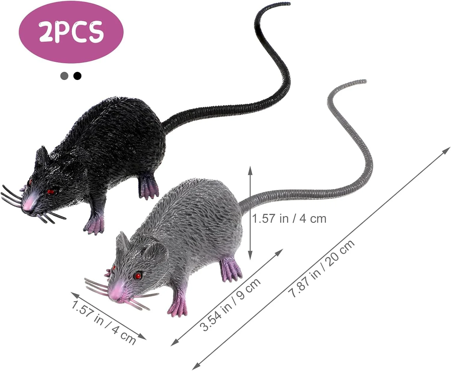 2 Stück Gefälschte Ratten Kunststoff Maus Modell Figuren Realistische Gruselig Ratten Spielzeug Halloween Deko Kinder Tricks Streiche Requisiten Spielzeug für Party- und Scherzartikel, Ornamente - Image 6