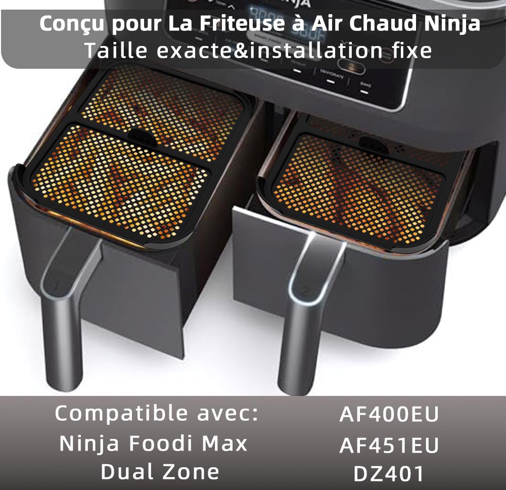 2 Stück Spritzschutz, Spritzschutz Ninja AF400EU, Edelstahl Silikon Spritzschutz Heißluftfritteuse Zubehör für Ninja Foodi AF400EU und AF451EU, Schützt Heizschlangen und Effektiver Fettspritzschutz - Image 2