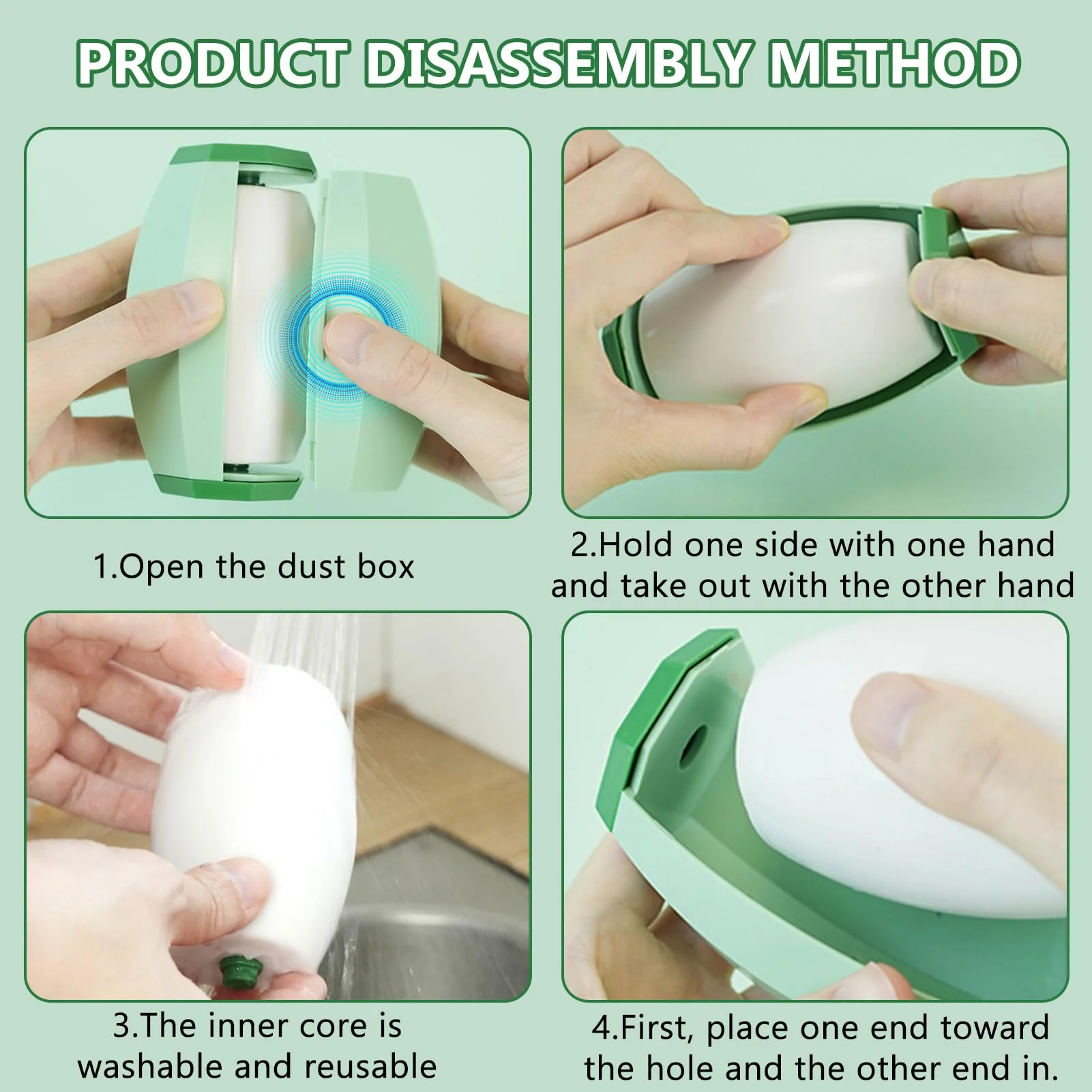 2 Stück Wiederverwendbare fusselrolle, Waschbarer Mini Tierhaarentferner Fusselrolle, Kompakt Tragbar Fusselroller, Tierhaarentferner Fusselrolle, Reusable lint Roller, für Kleidung, Tierhaare - Image 3