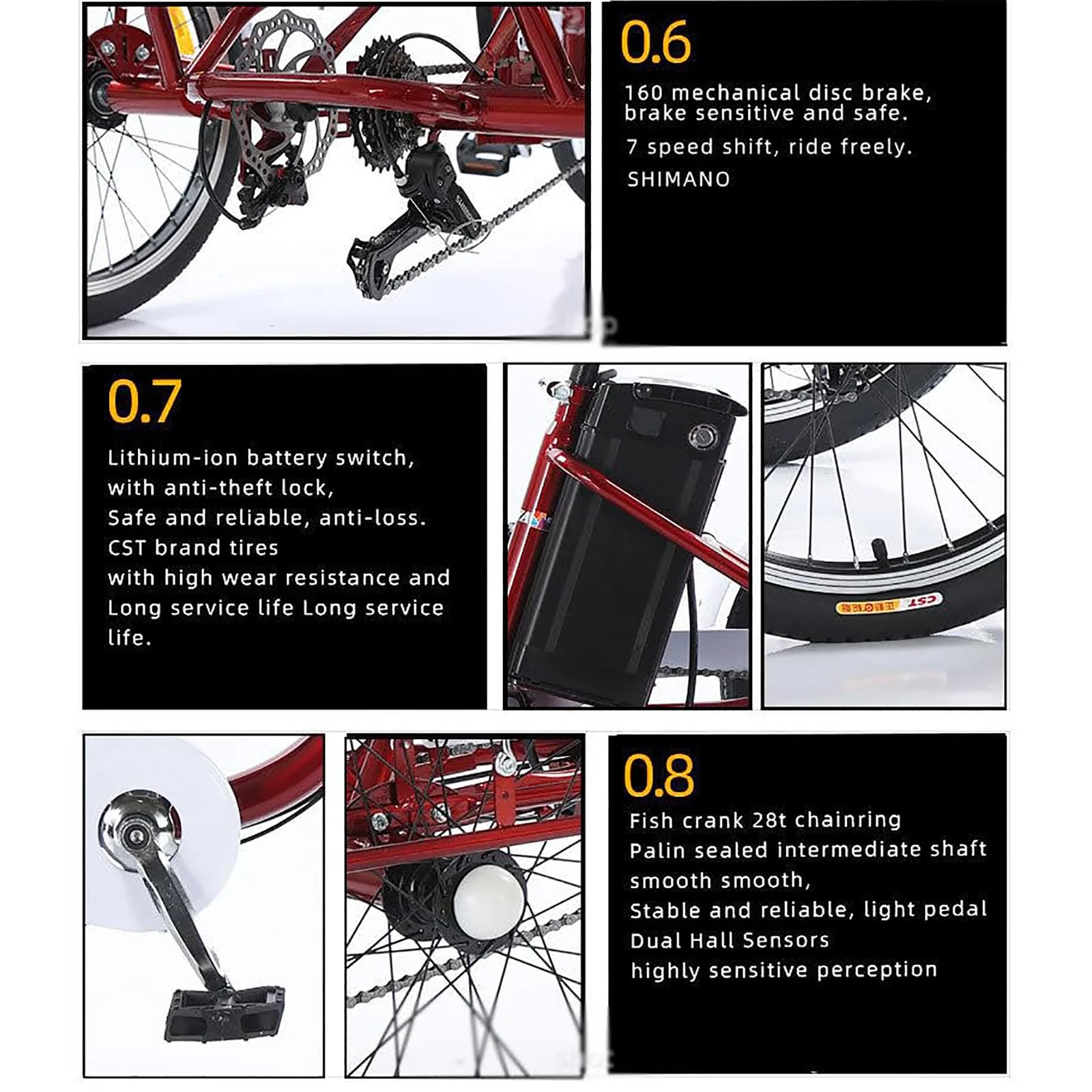 20″ Elektro Dreirad FüR Erwachsene, 7-Gang 3-Rad Elektrofahrrad, Mit Herausnehmbarem 48V 12Ah Akku (35–45 Km Reichweite), Verstellbarem Sitz (80–92 cm), Mit Scheinwerfer + Hupe B - Image 2