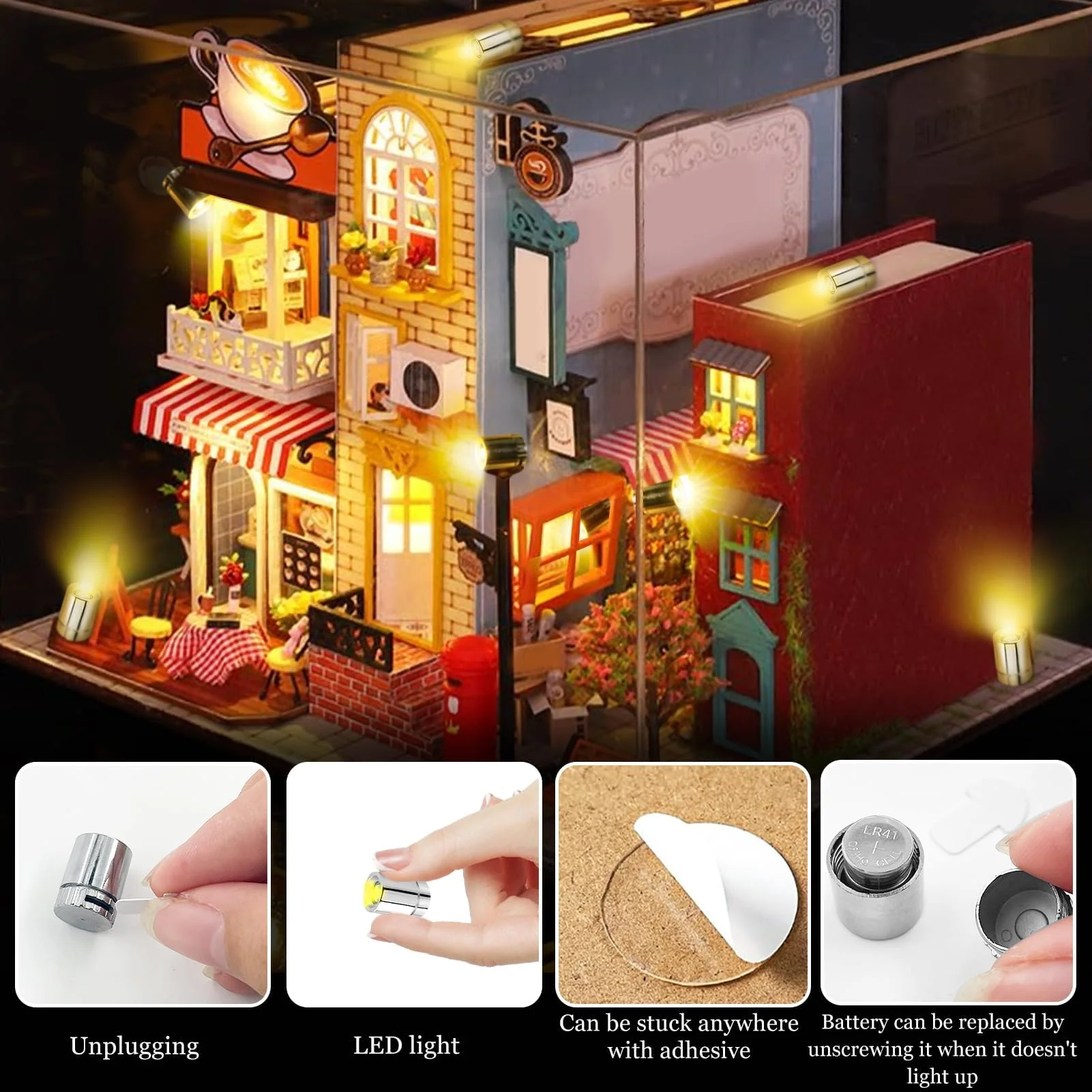 20 Stück Mini Led Licht Bunt Kleine Led Lichter Micro Für Beleuchtung Puppenhaus Mit 40 Kleber Puppenhaus Licht Für Partydekoration Basteln Puppenhauszubehör Bausteine Vitrinen(Buntes Licht) - Image 7