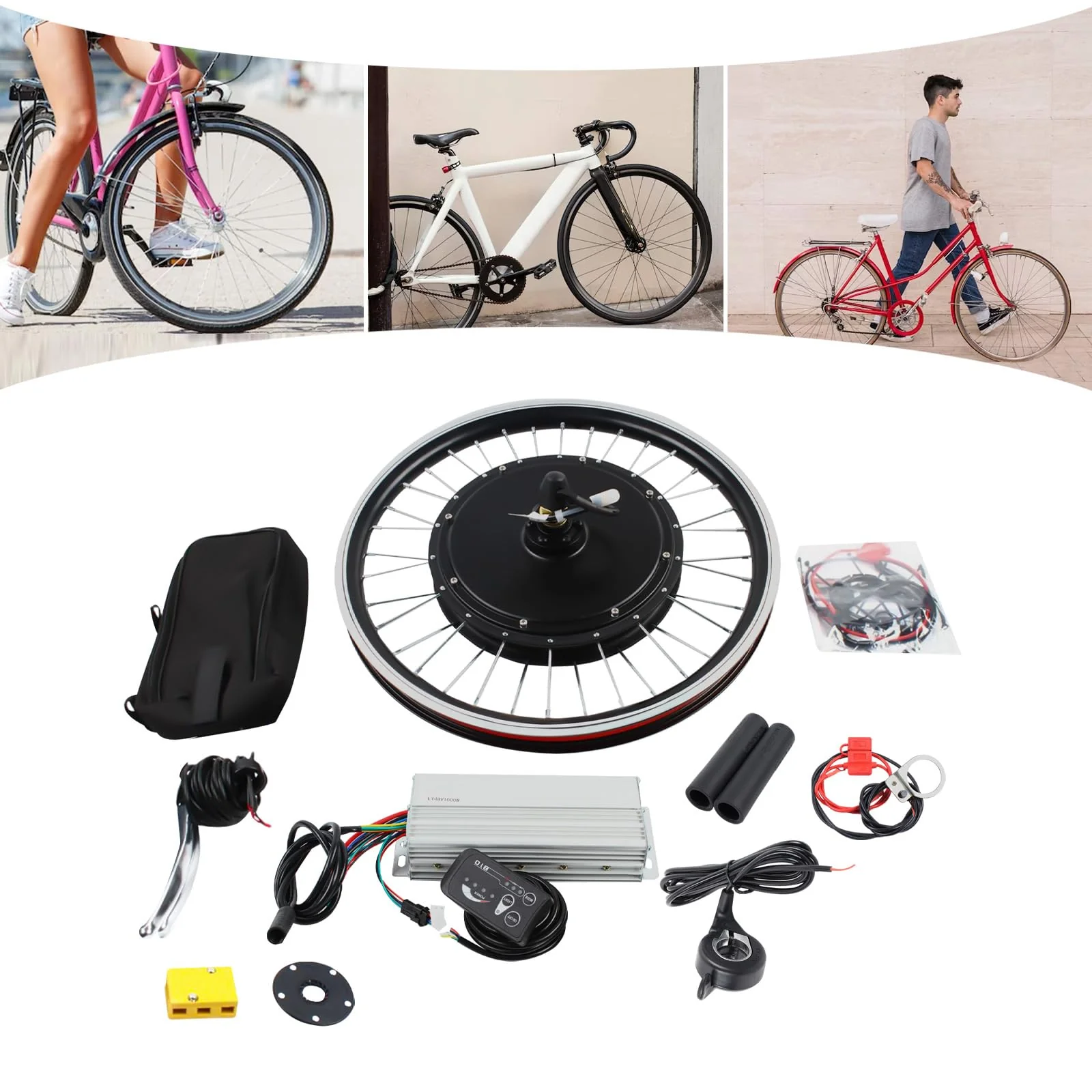 20 Zoll 48V 1000W 440rpm Fahrrad Modifikation Kit Vorderrad Elektro-Fahrrad Kit mit LED-Display für den Vorderradeinbau auf Zweirädrigen Fahrrädern Geeignet - Image 8