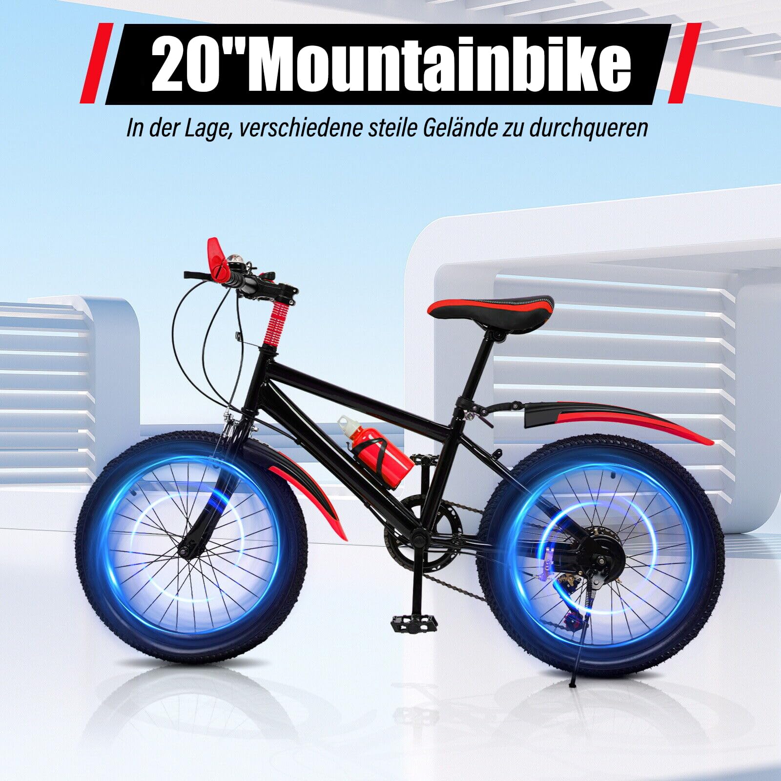 20 Zoll Kinderfahrrad 7 Gang Rotes Mountainbike mit Doppelscheibenbremsen Jungen- und Mädchenfahrräder eignen sich für das Fahren auf der Straße, in den Bergen und auf einer Vielzahl anderer Weg - Image 7