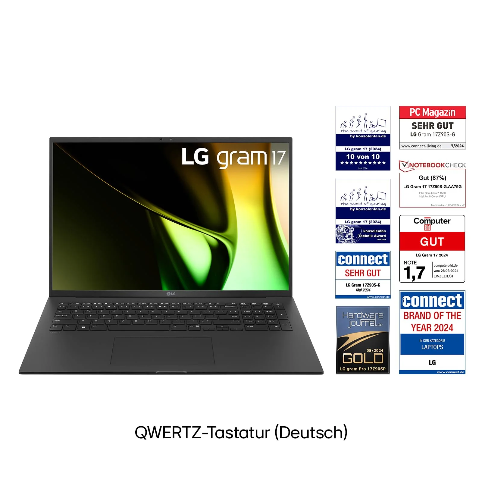 2024 LG gram 17 Zoll Notebook - 1350g Intel Core Ultra7 Laptop (16GB RAM, 1TB Dual SSD, 21,5h Akkulaufzeit, IPS Panel Anti-Glare Display, Win 11 Home) - Schwarz - Image 23