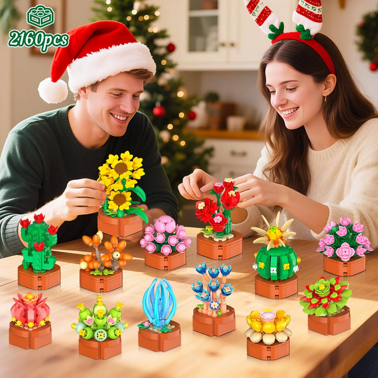 2025 Adventskalender Blumen Sukkulenten 3,6 Mini Bausatz – 24 Tage Countdown Kalender, Weihnachts Botanik Kollektion Heimdekoration Klemmbausteine für Erwachsene Frauen Kinder Mädchen Jungen ab 10+ - Image 8