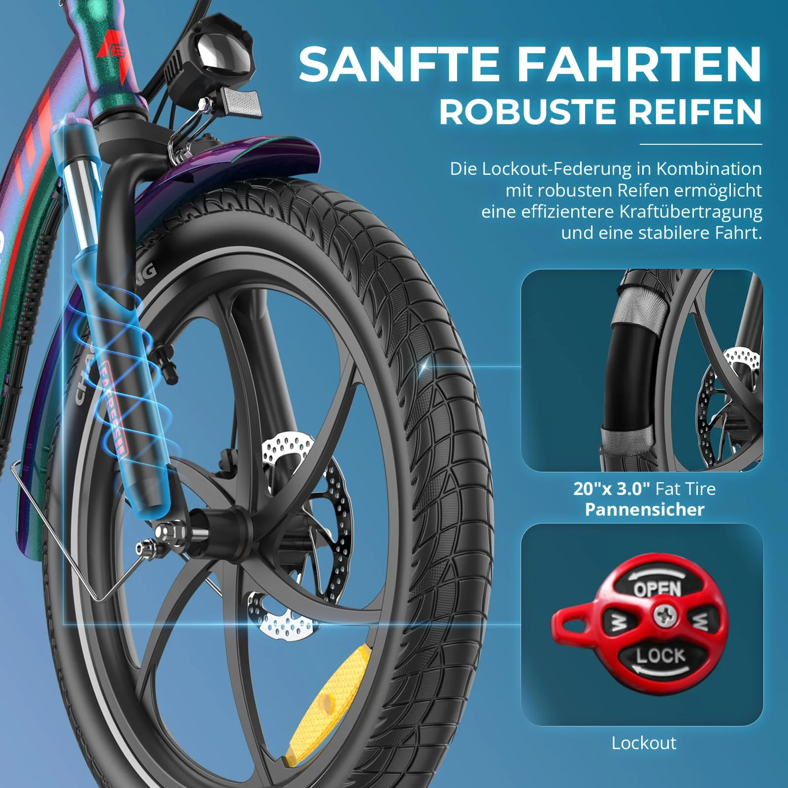 2025 Ebike F20 Pro+ Fatbike Faltrad 20 Zoll mit 36V 22.5AH Akku Damen Ebike Herren 250W, Erwachsene Fatbike Elektromobilrad 140kg, E Mountainbike 20°, Ebike 25km/ (Hecktasche, Buntes Grün) - Image 5