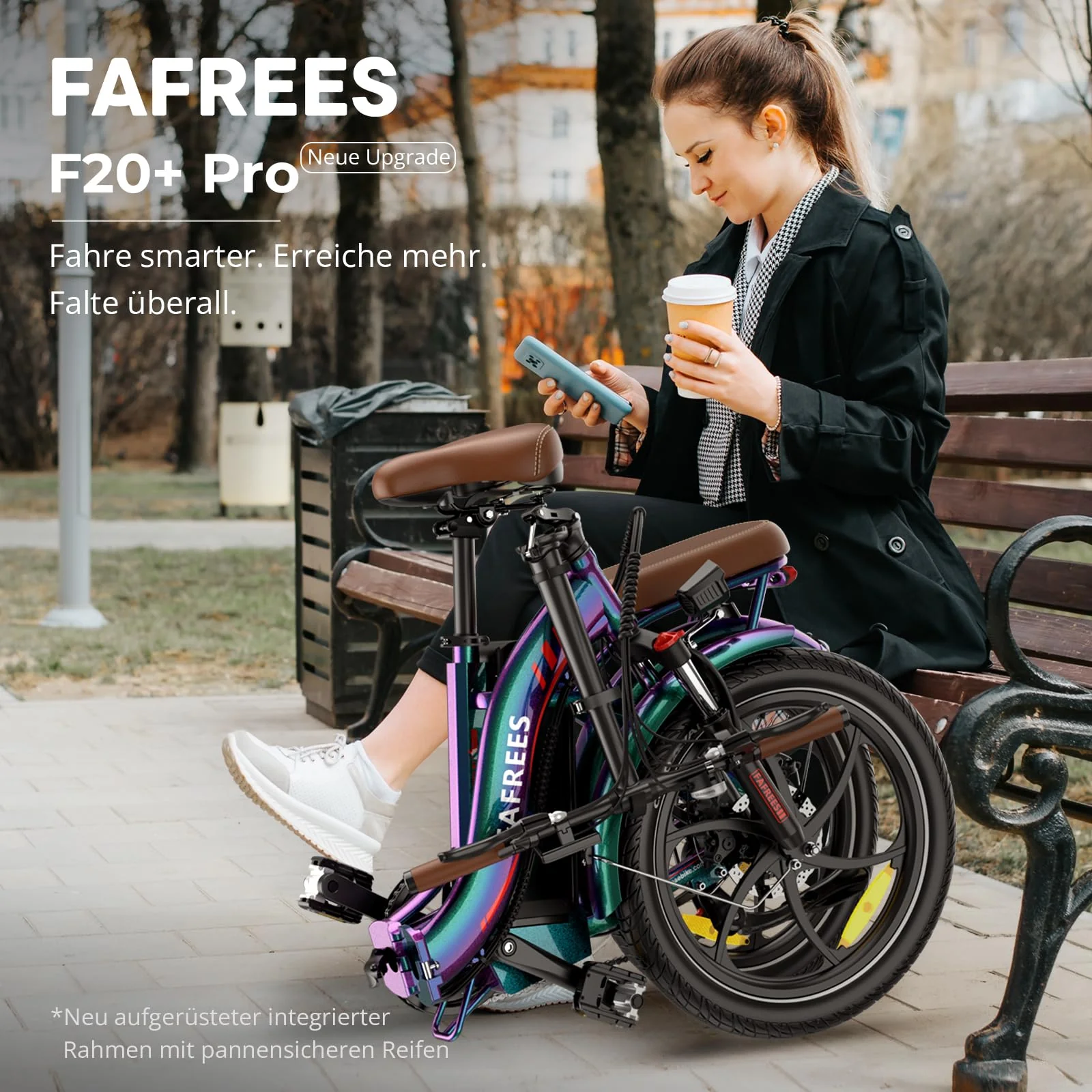 2025 Ebike F20 Pro+ Fatbike Faltrad 20 Zoll mit 36V 22.5AH Akku Damen Ebike Herren 250W, Erwachsene Fatbike Elektromobilrad 140kg, E Mountainbike 20°, Ebike 25km/ (Hecktasche, Buntes Grün) - Image 9
