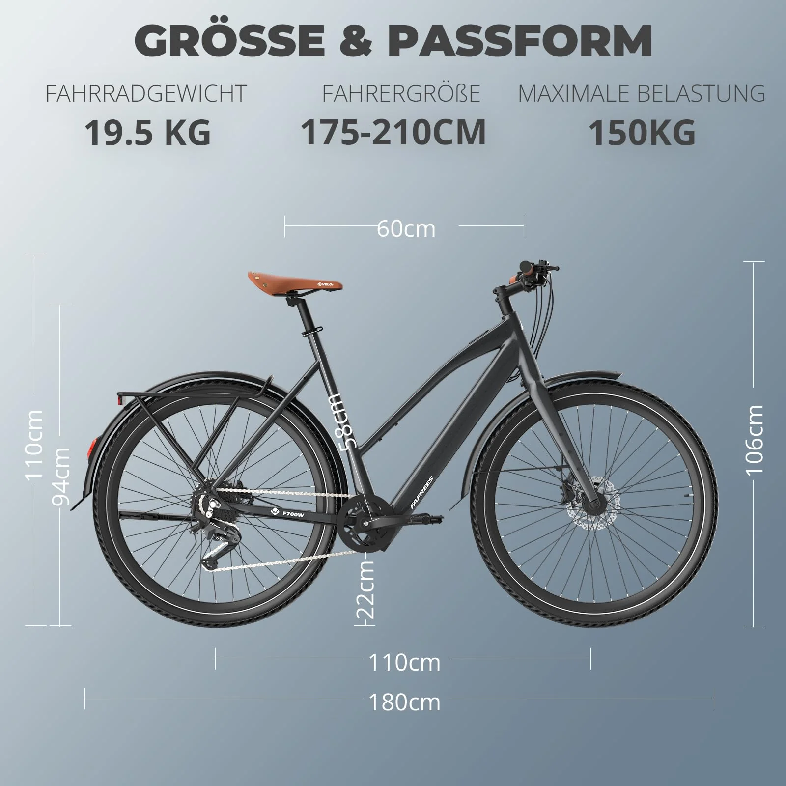 2025 Fafrees 700W E Bike für Erwachsene Akku 36V 10AH [ Offiziell ] Ebike Damen 250W, Elektrofahrrad Herren 25km/h, Elektrisch Fahrrad 100KM, Mountainbike MTB 150kg, Pedelec 700*42C, E Citybike 40N.m - Image 6