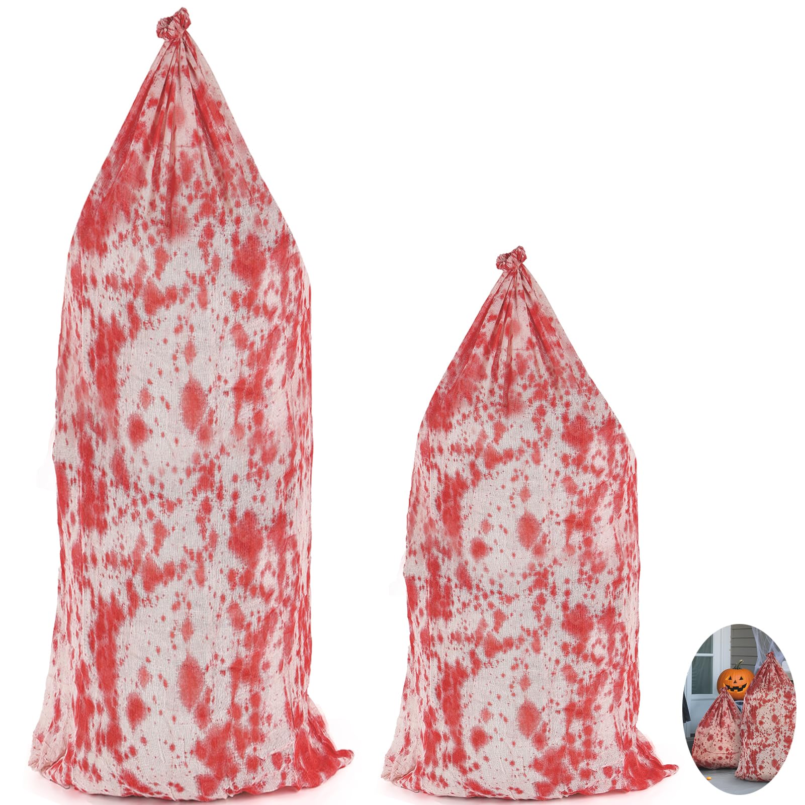 2025 Neue Halloween Deko Leichensack,185 * 86 cm Blutbeflecktes Tuch GefäLschte Leiche Requisiten Horror Deko Gruselig für Grusel Garten Party Spukhaus Rasen Outdoor Halloween-Dekoration Innen - Image 2