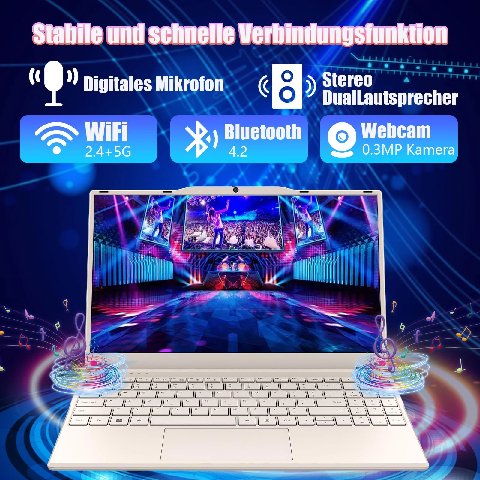 2025 Neueste Tragbarer Laptop für Studenten und Unternehmen,14 Zoll Notebook Computer FHD IPS Display,8GB RAM 512GB SSD,Celeron N5095(Bis zu 2.9GHz,Beats N4020),QWERTY Numerische Tastatur,WiFi,Webcam - Image 3