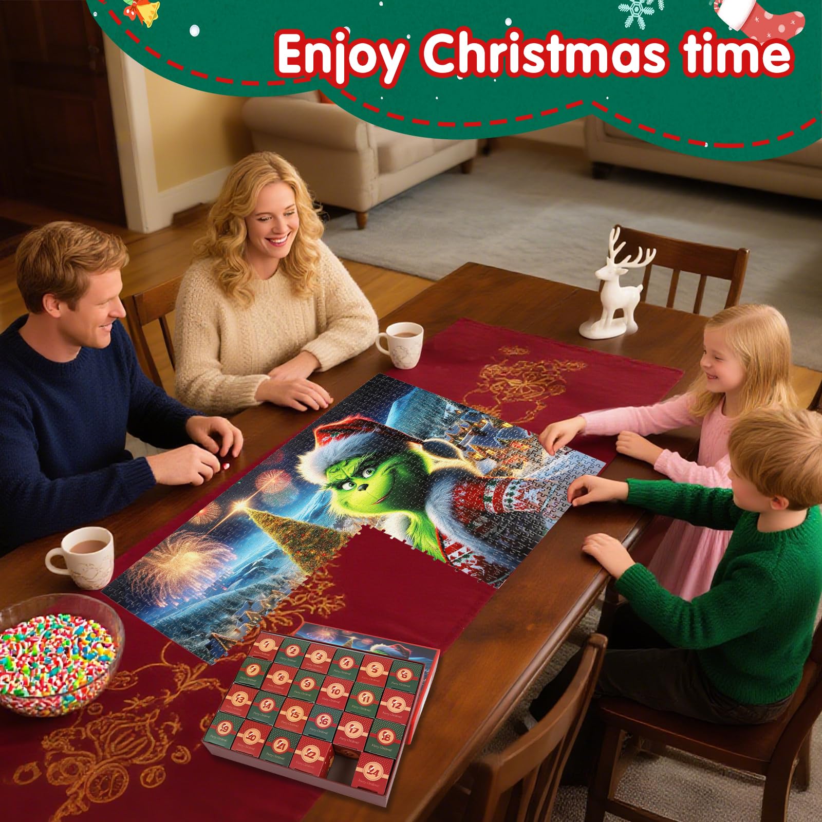 2025 Puzzle Adventskalender für Erwachsene und Kinder, 24 Boxen 1008 Teile Puzzle Weihnachts Countdown Geschenke, Adventskalender Weihnachts Deko Innen - Image 4