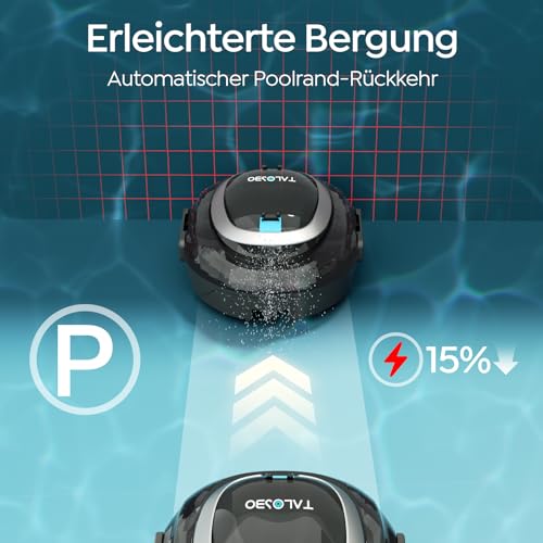 (2026 neu) TALOSBO S2 Poolroboter mit Doppelfiltration,Dual Motoren Poolreiniger,Kabelloser Poolsauger Akku mit 90 Min Laufzeit,2,5H Ladezeit,Selbsteinparkfunktion für Flache Böden Pools - Image 5