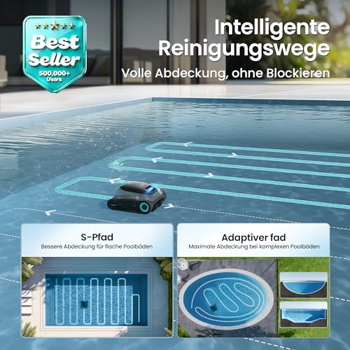 (2026 Upgrade) AIPER Scuba S1 Poolroboter Boden und Wand, Wasserlinienreinigung, Doppelfiltration, 270 Min Laufzeit, Intelligente Navigation, App-Steuerung & OTA-Updates für Einbau- und Aufstellpools - Image 3