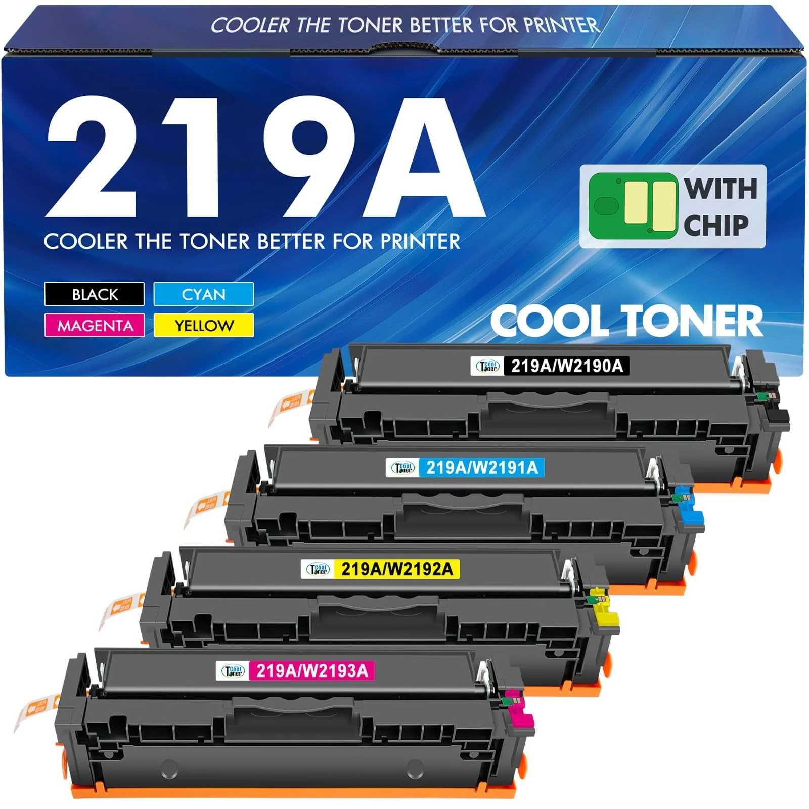 219A 219X MFP 3302FDWG Toner Mit Chip: 4-Pack Kompatible Ersatz für HP 219A 219X für Color Laserjet Pro MFP 3302SDWG 3302FDNG 3302FDW 3302SDW 3302FDN 3202DN 3202DW W2190A Schwarz Cyan Magenta Gelb - Image 5